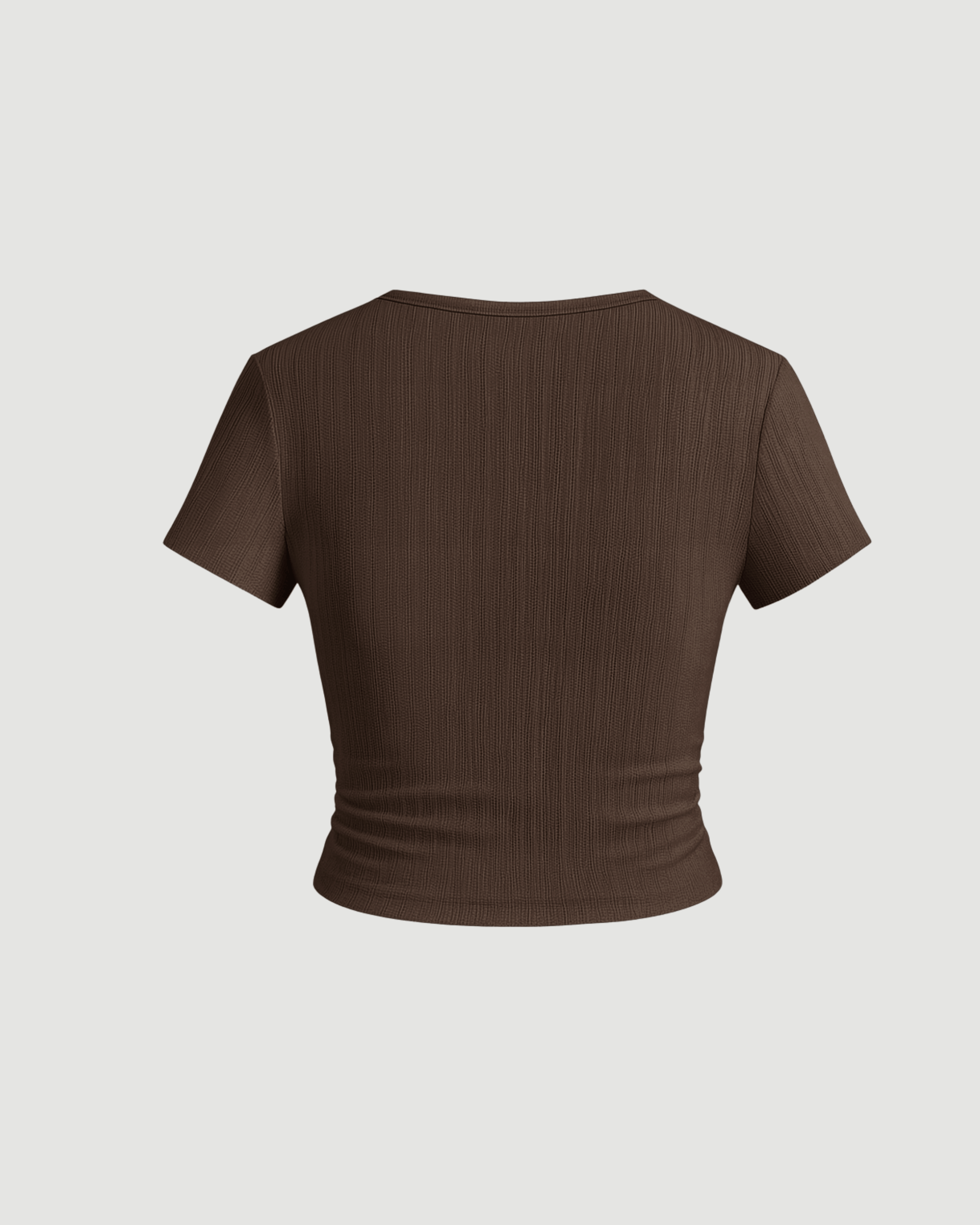 V-Neck Ruched Crop Top – Brown