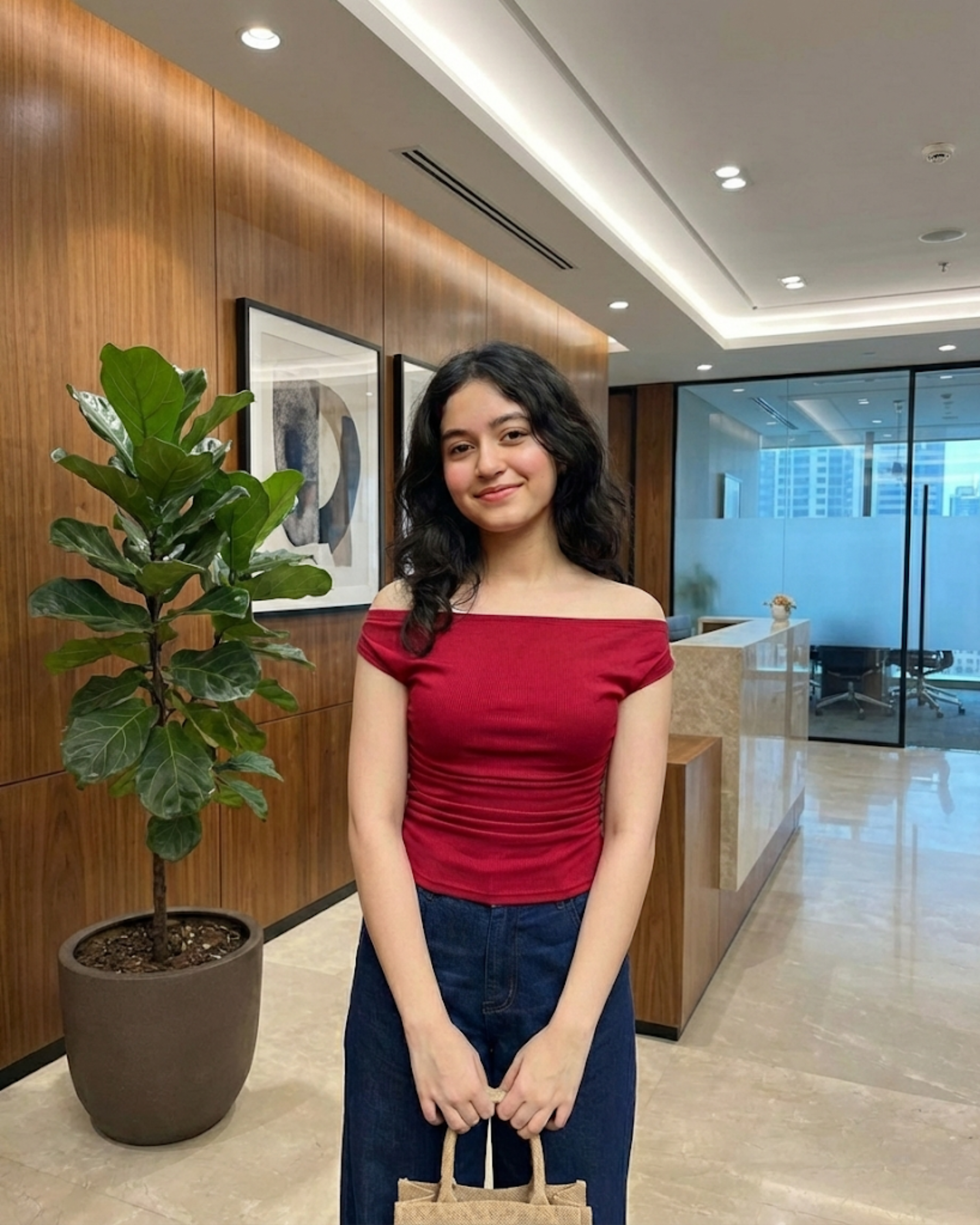 Red Off-Shoulder Fitted Crop Top
