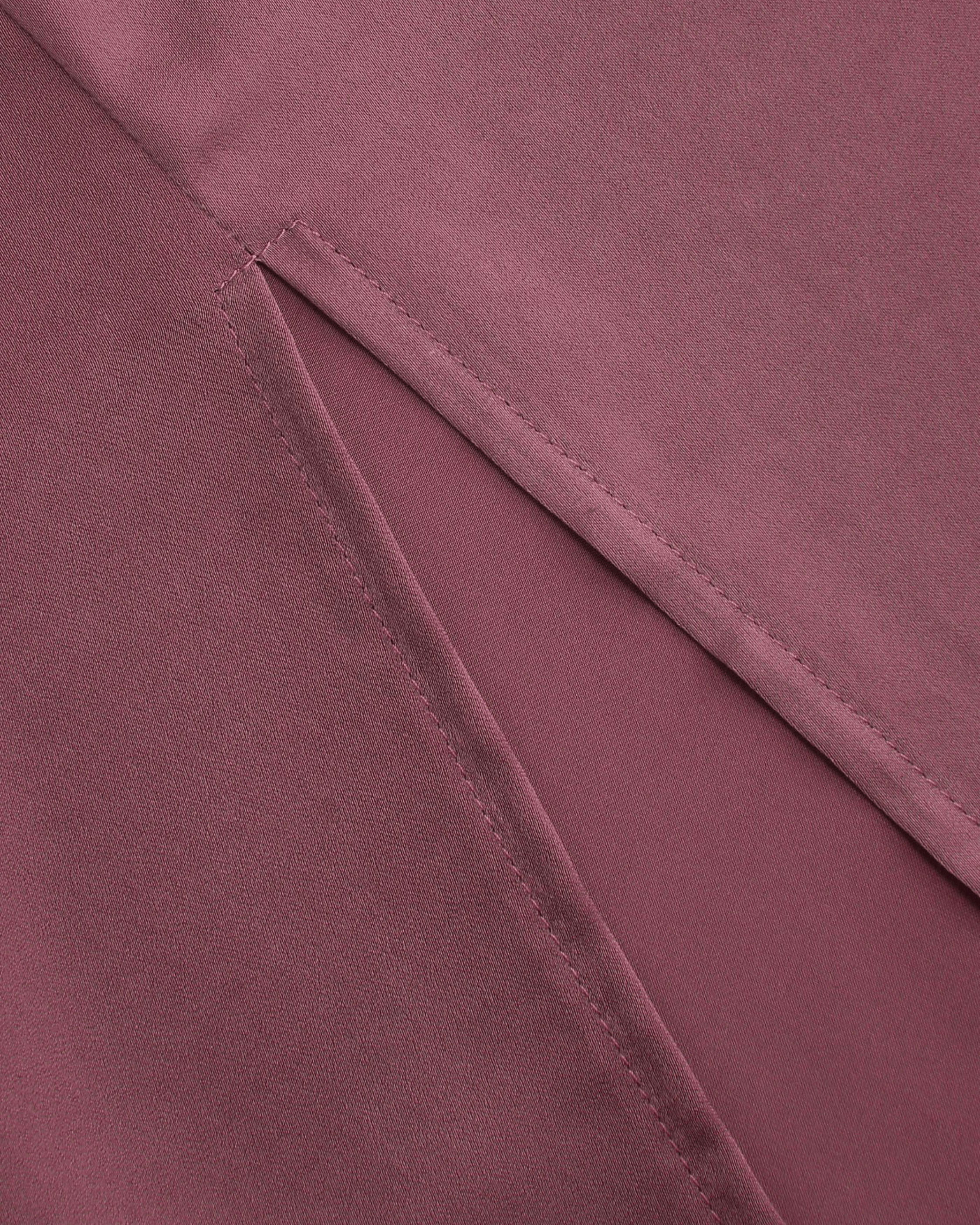 Purple Solid Draped Cowl Neck Midi Dress with Slit Detail