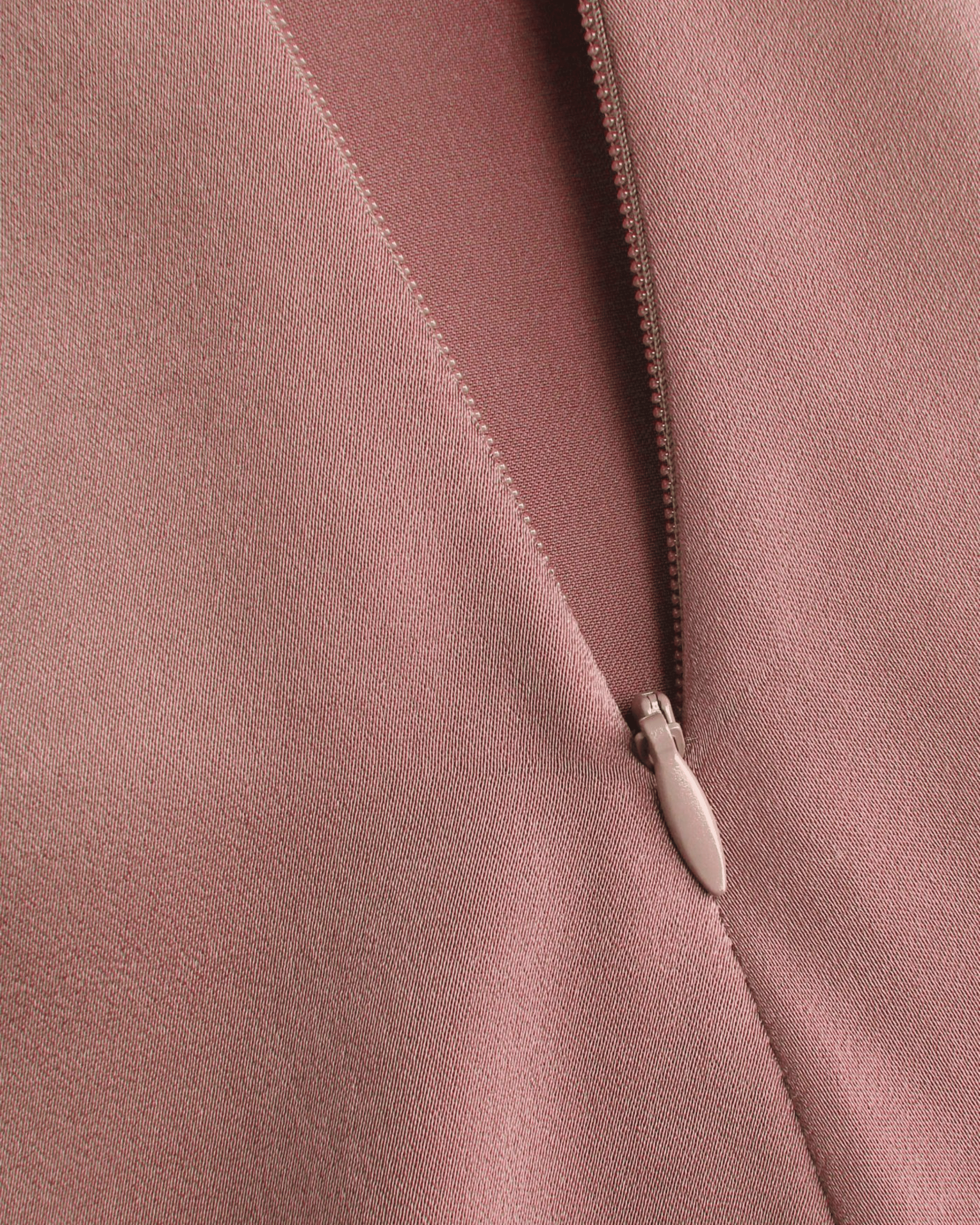 Pink Solid Draped Cowl Neck Midi Dress with Slit Detail