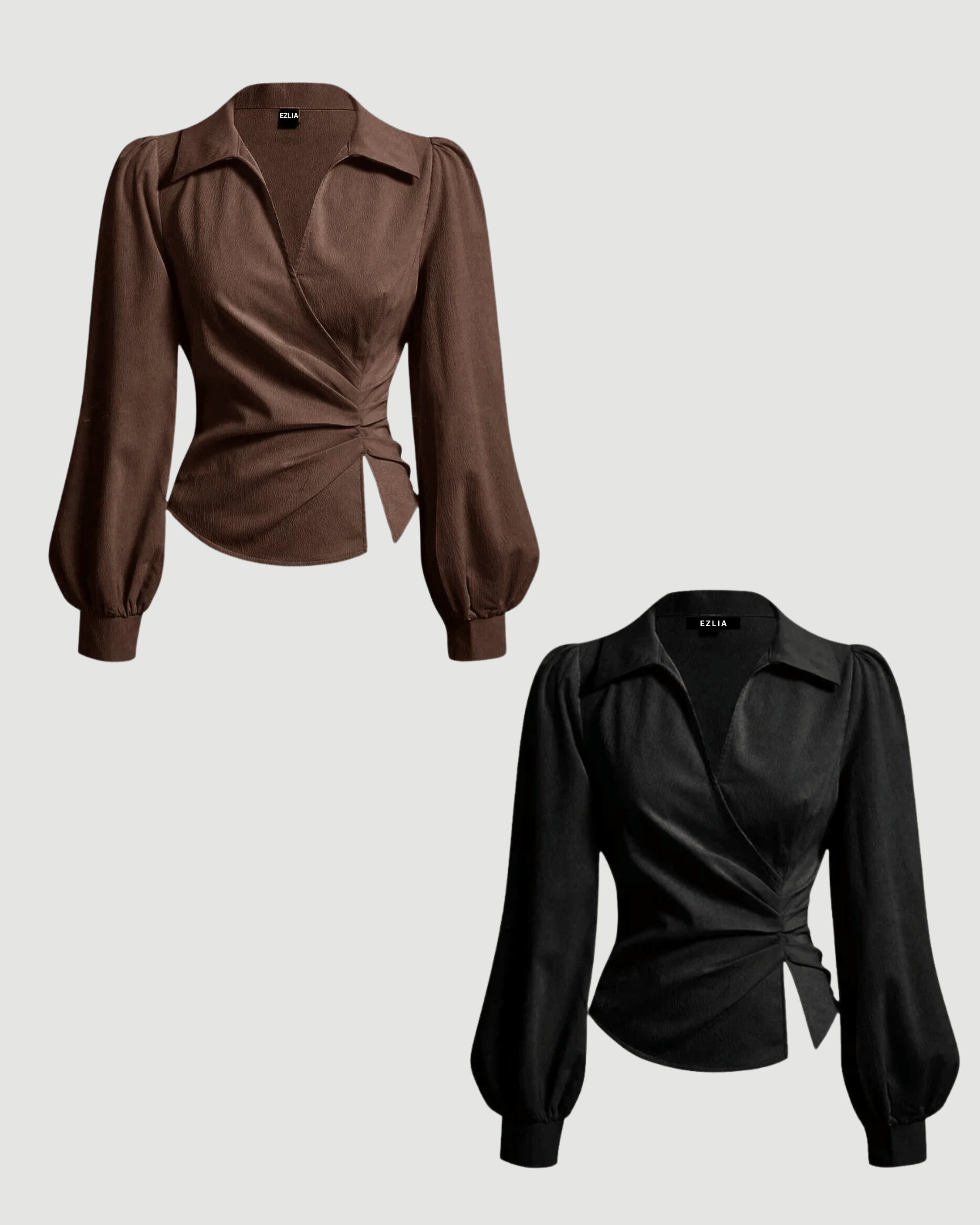 COMBO: V-Neck Bubble Wrap Brown & Black Top