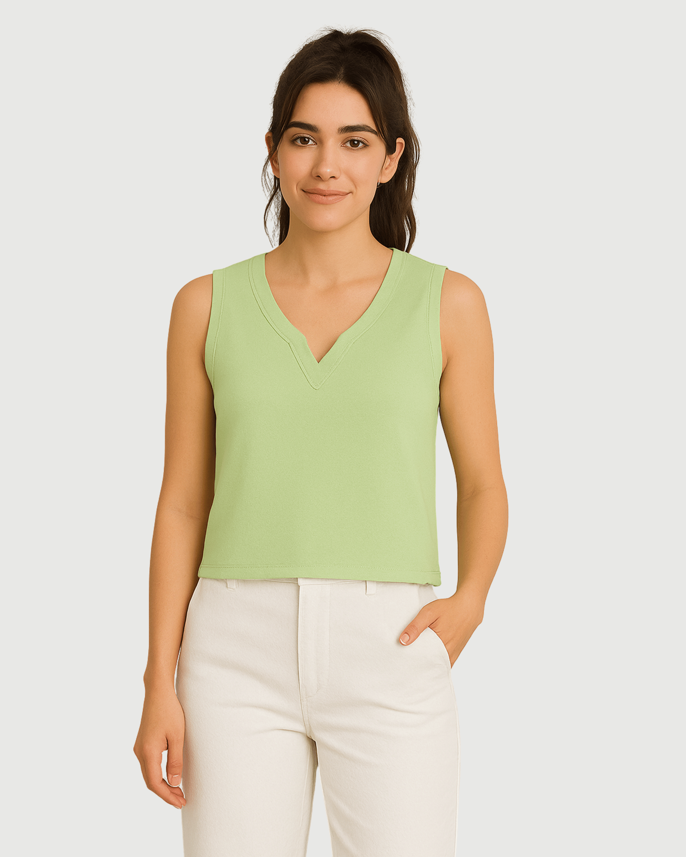 Casual Light Green Crop Top