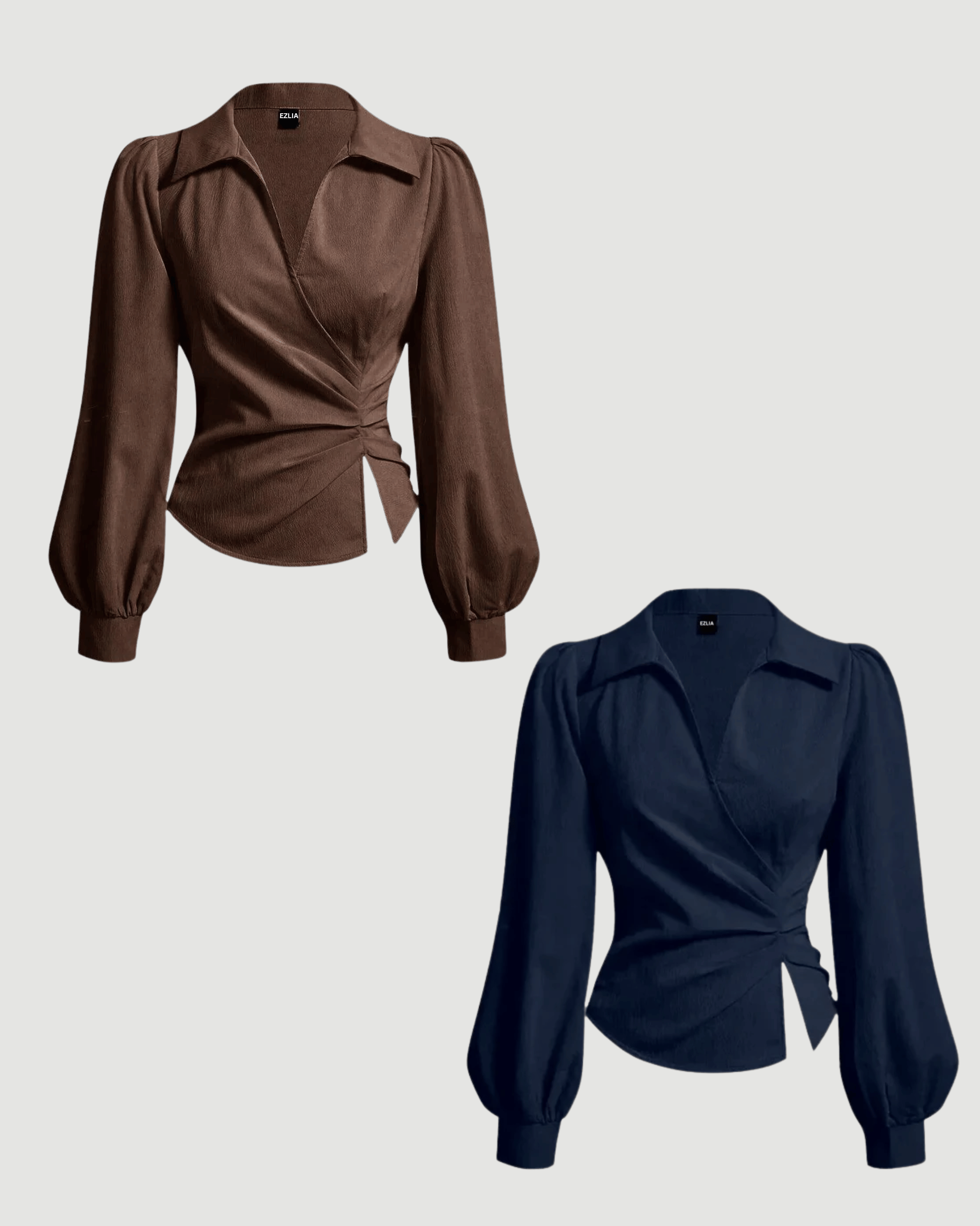 COMBO: V-Neck Bubble Wrap Brown & Blue Top