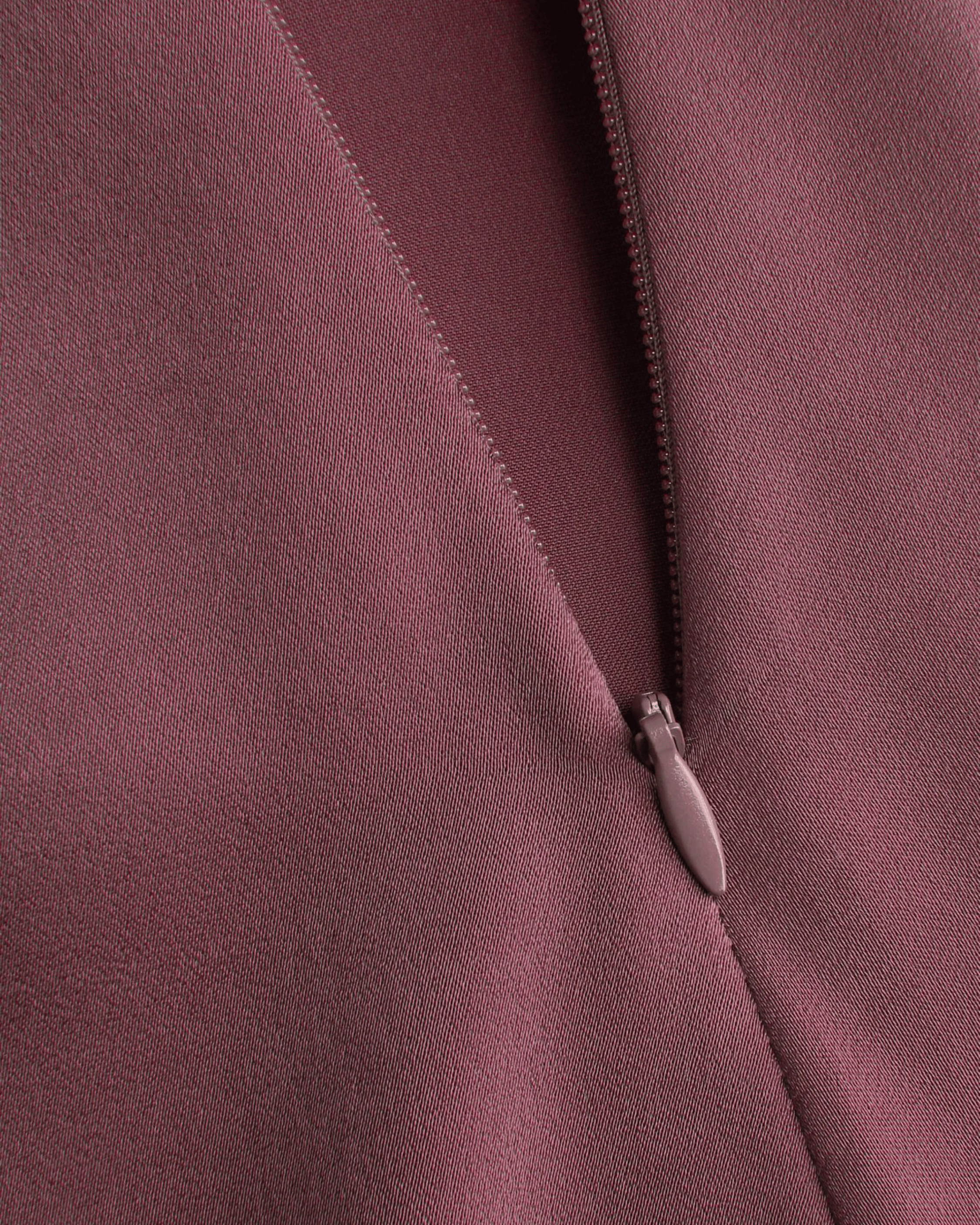 Purple Solid Draped Cowl Neck Midi Dress with Slit Detail