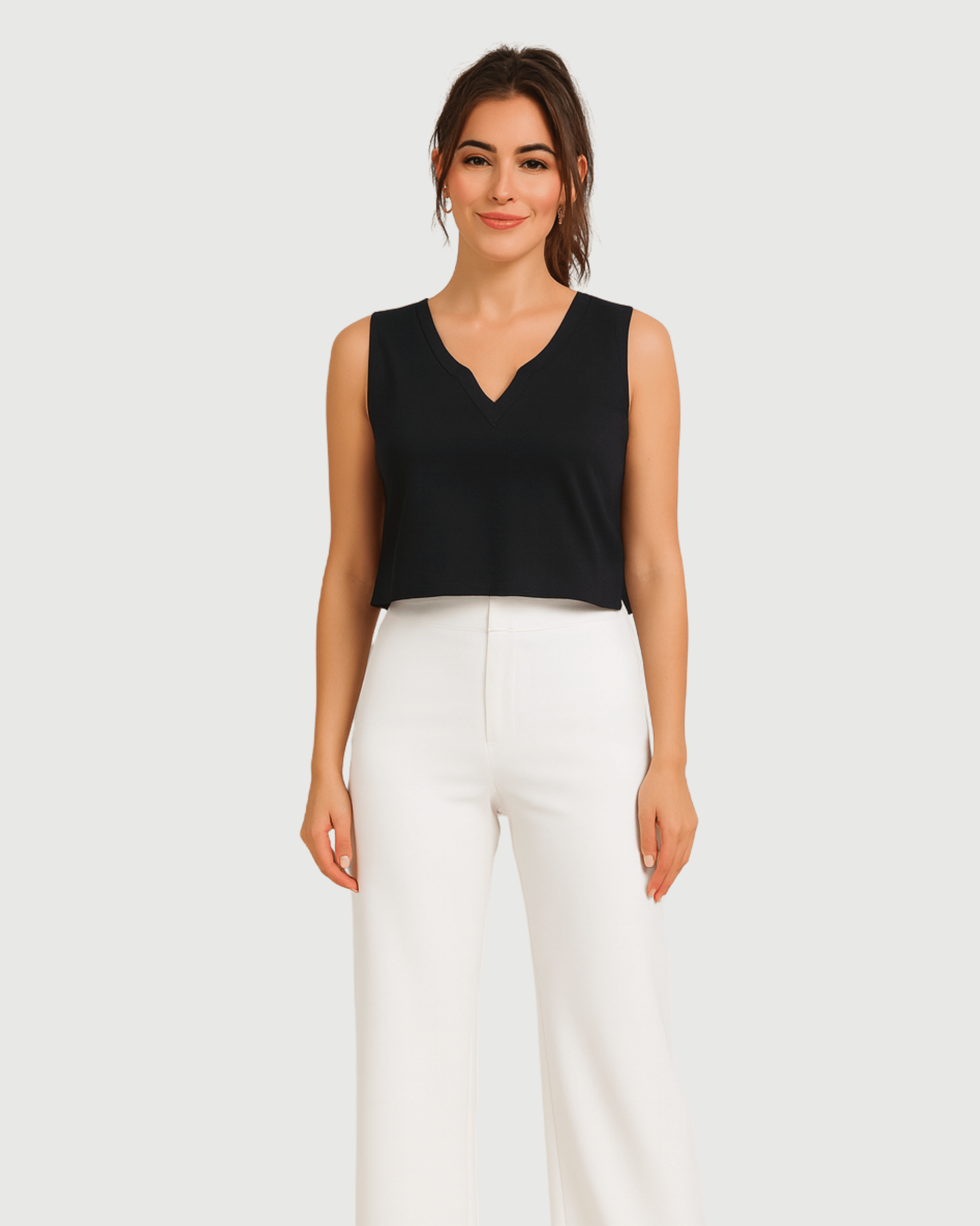 Black V-Neck Crop Top