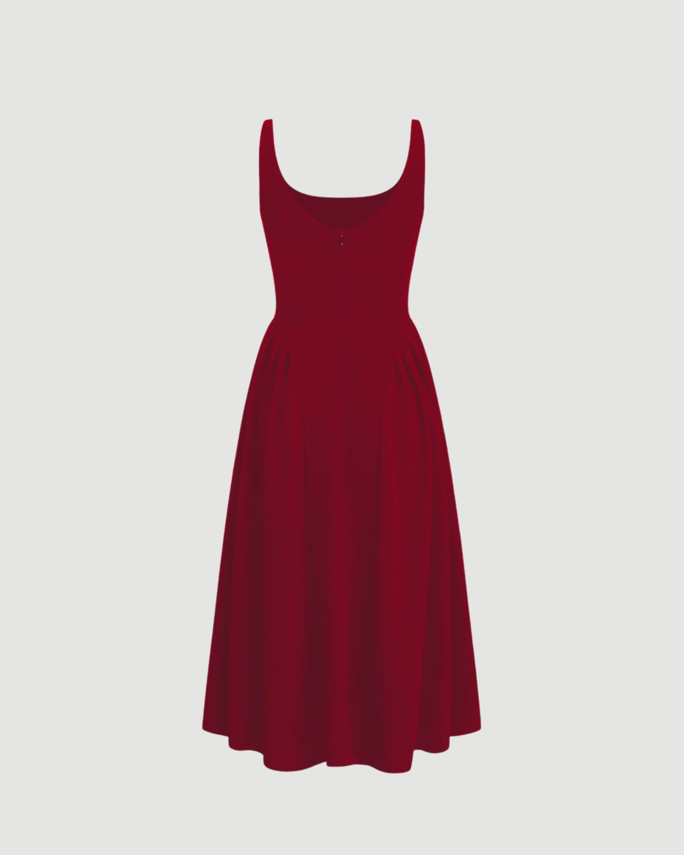 Wine Red Sleeveless Midi Dress