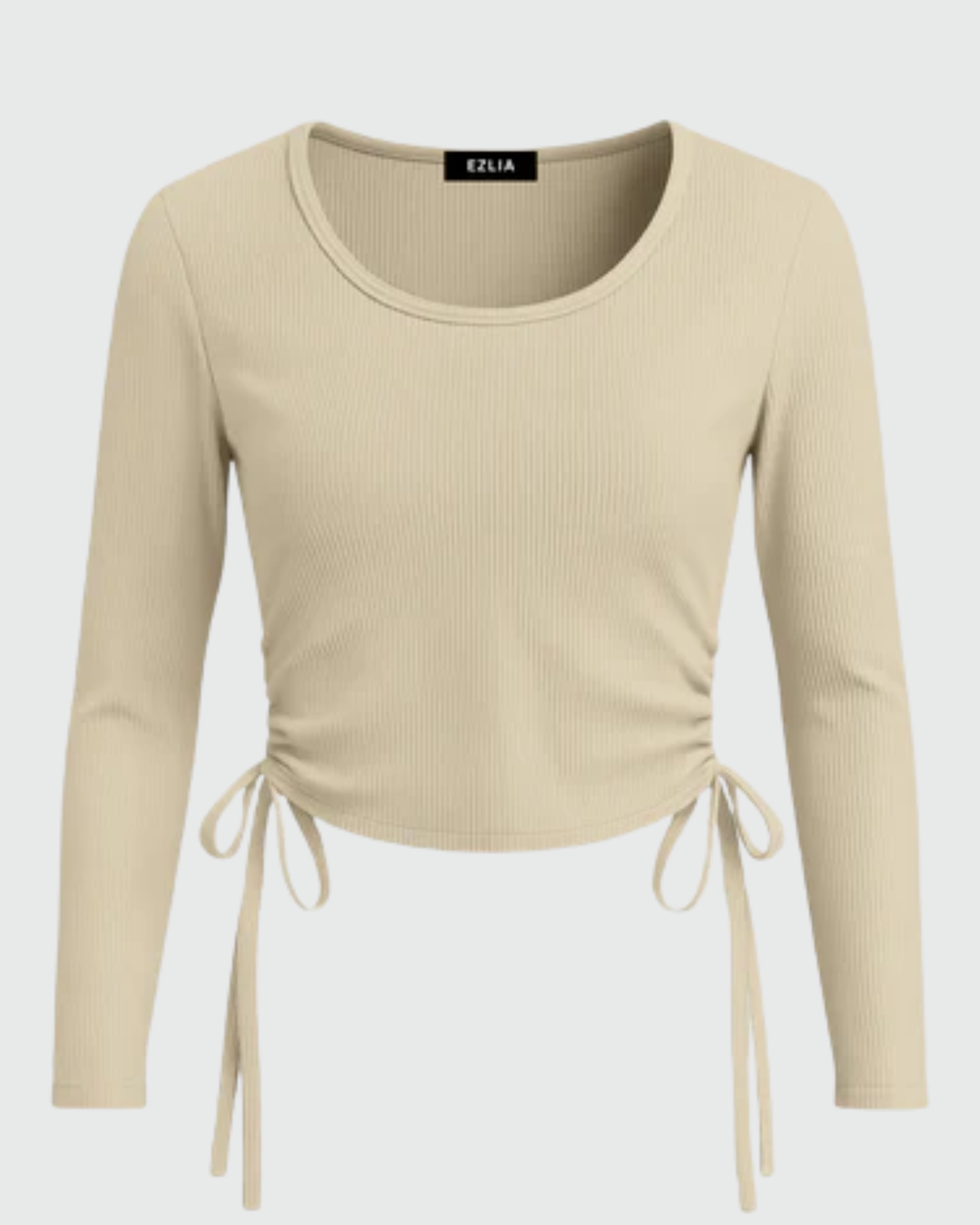 Beige Ribbed Crop Top for Women