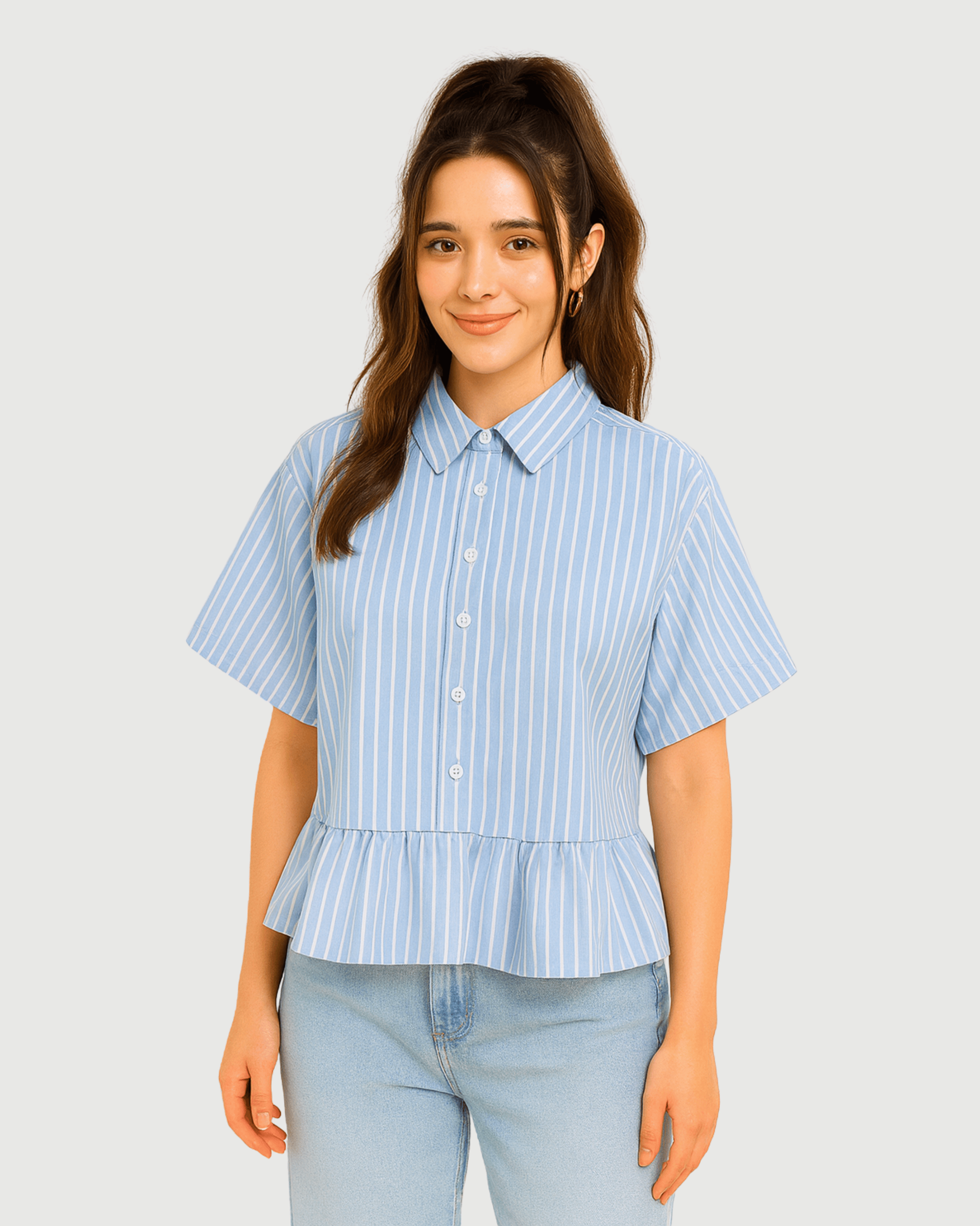 Striped Peplum Shirt for Women