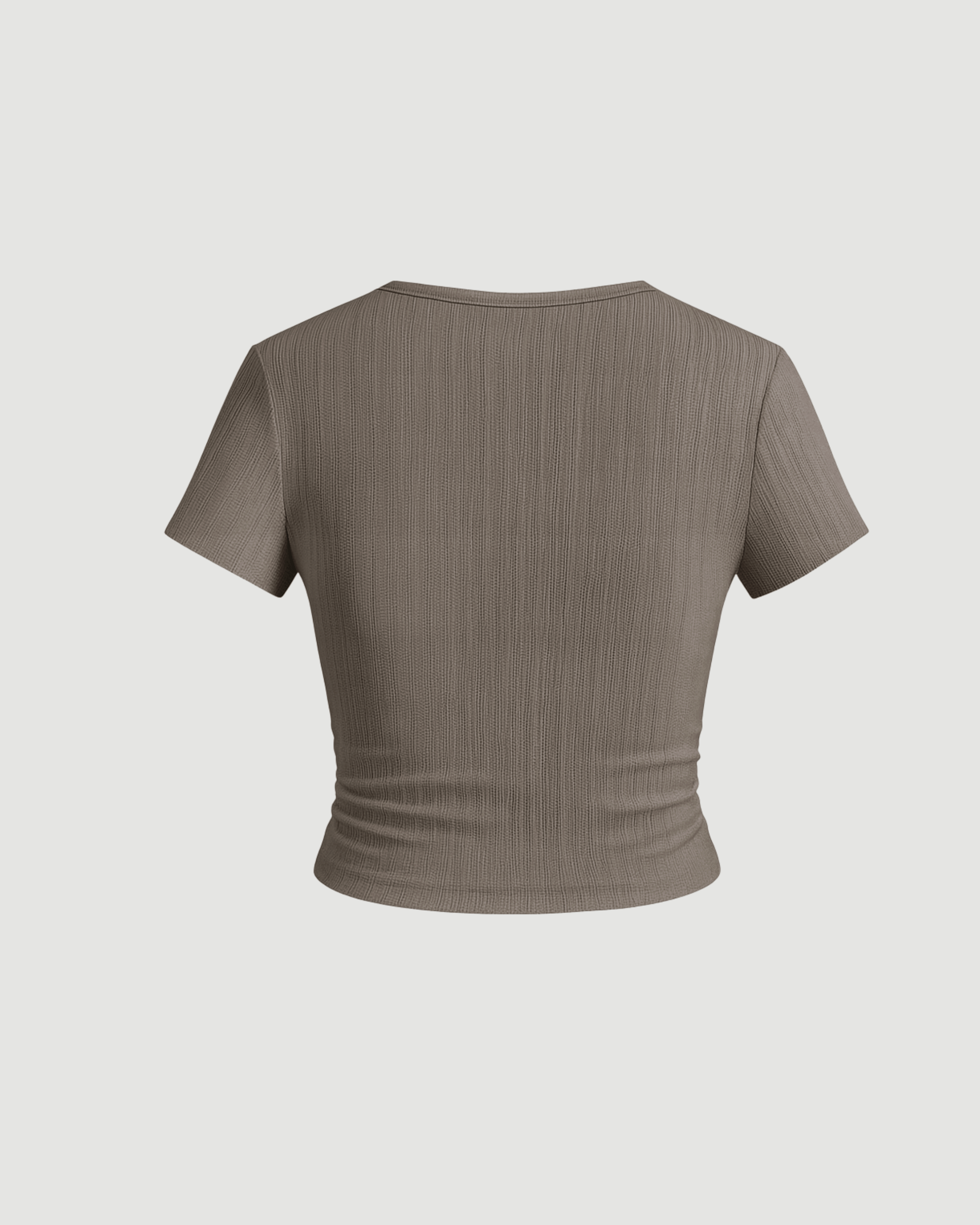 V-Neck Ruched Crop Top – Taupe