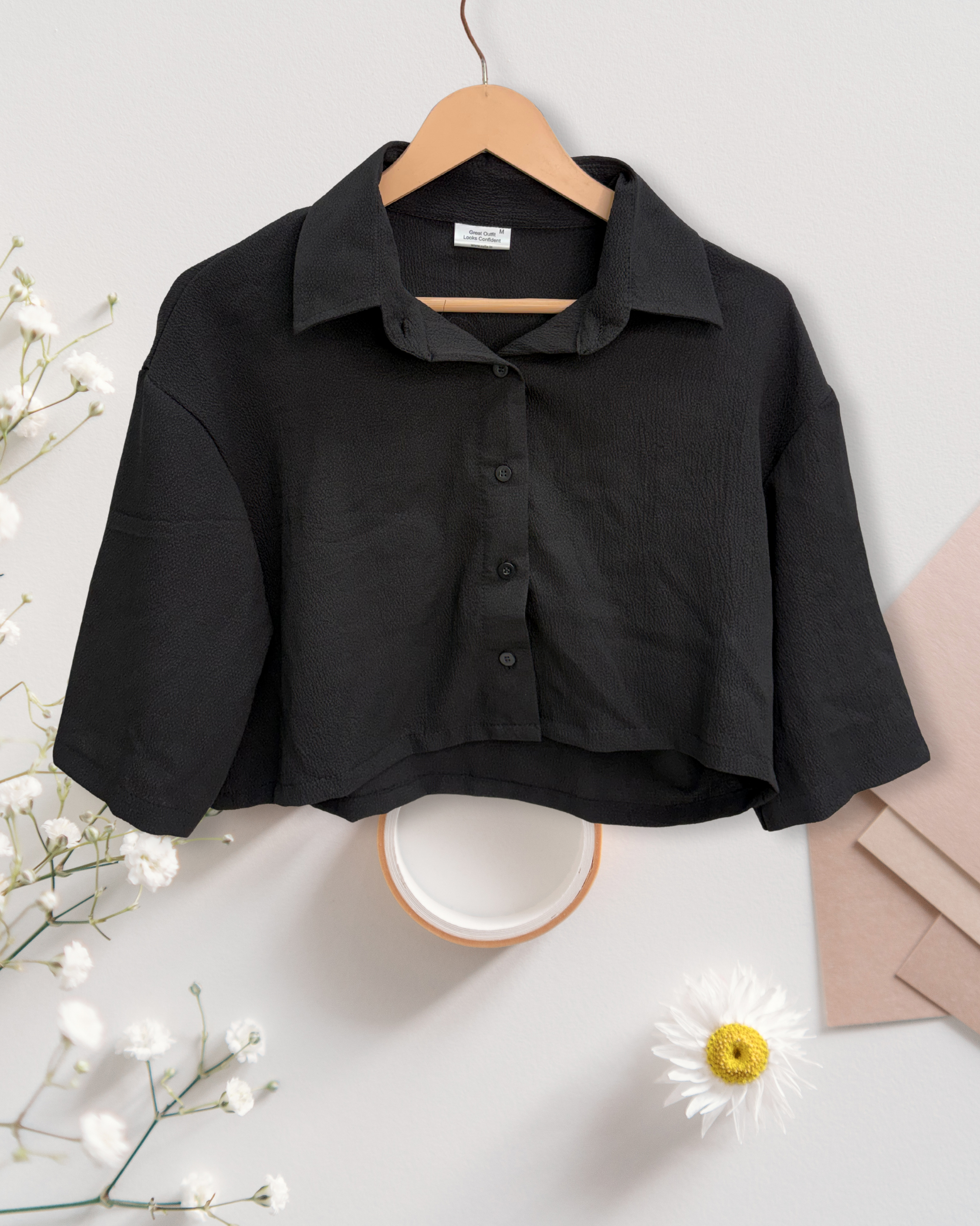 Classic Black Cropped Shirt