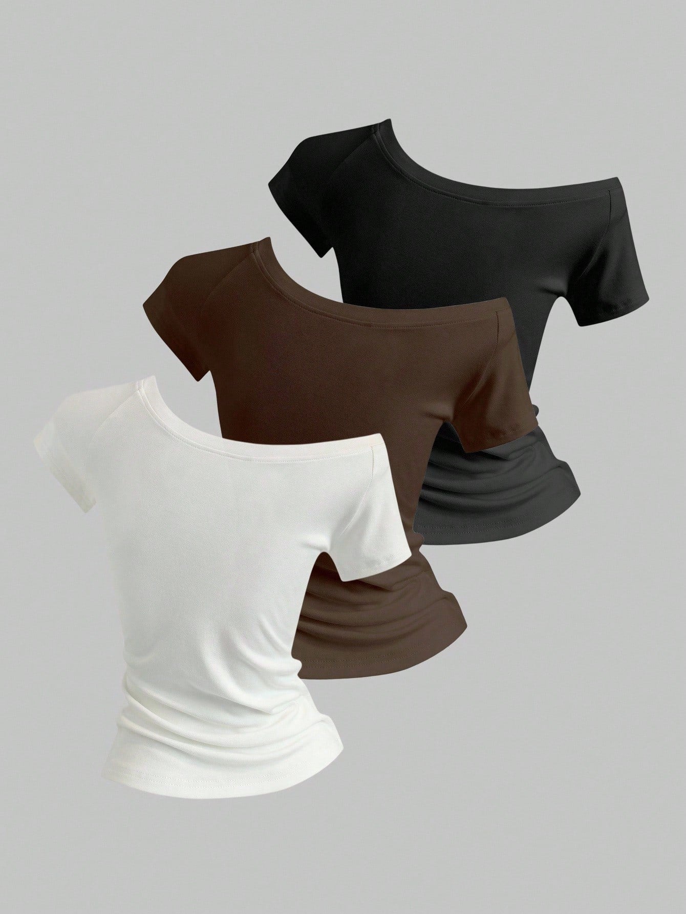 SummerEase Open-Shoulder Classics Set - Black & White & Brown