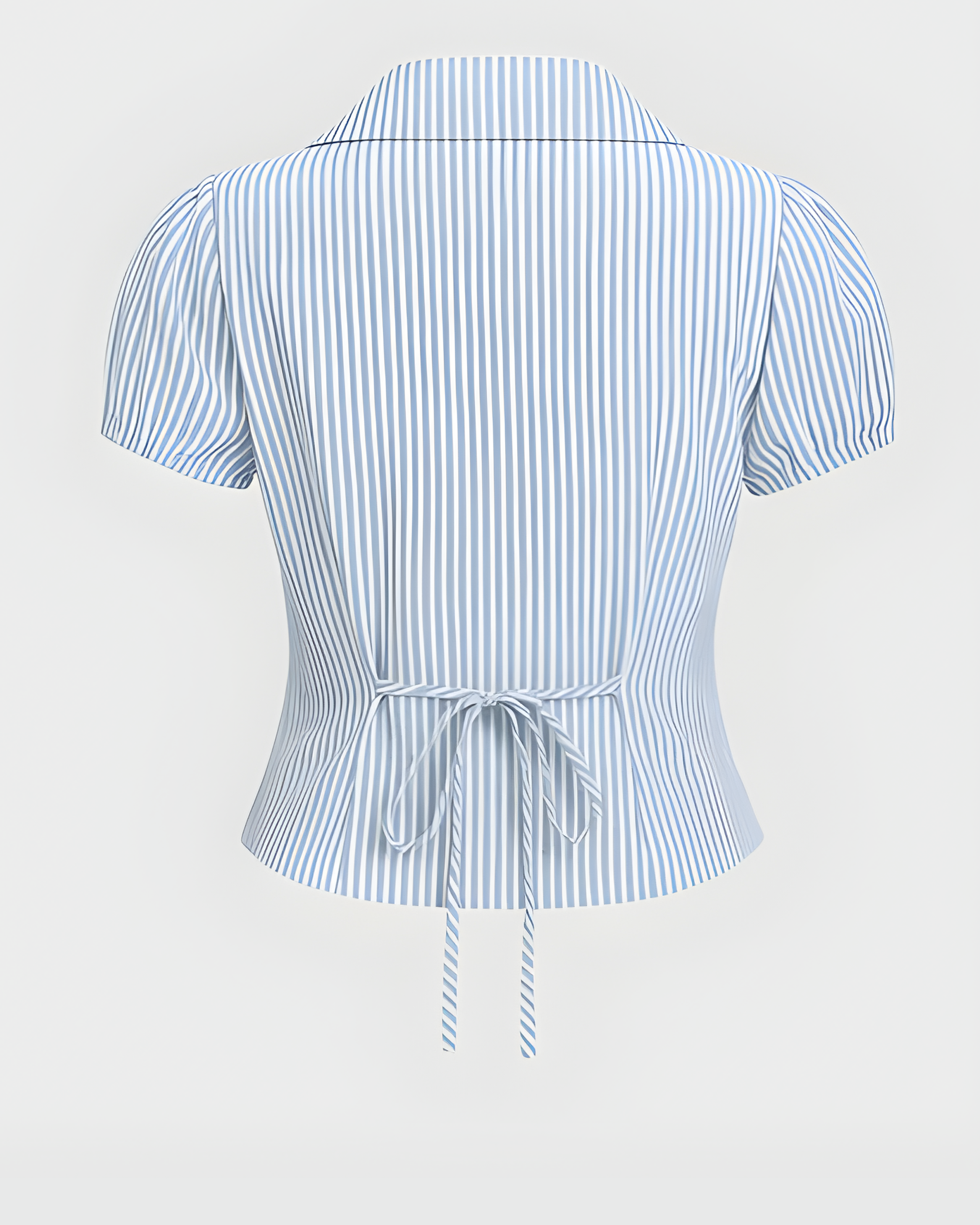 Top Blue & White Striped Puff Sleeves