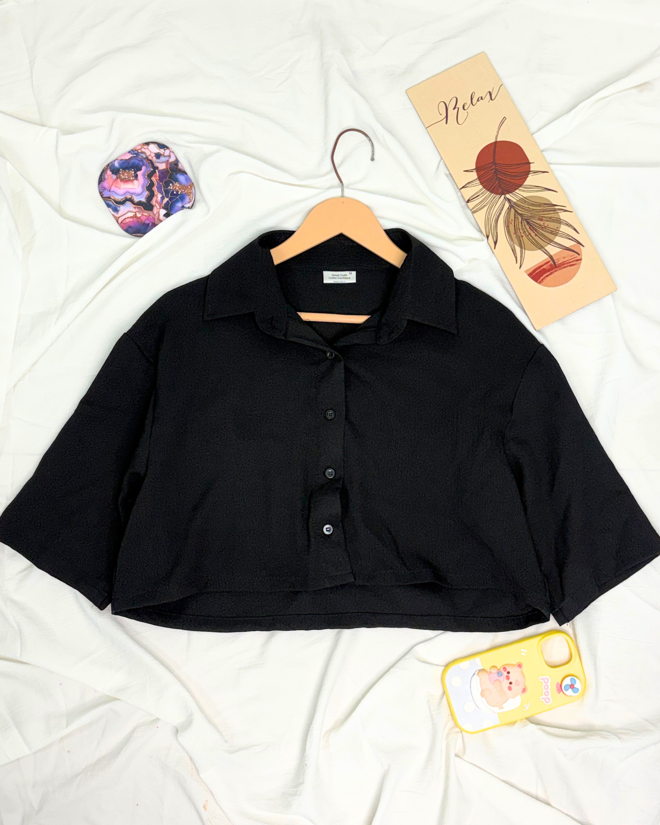 Classic Black Cropped Shirt