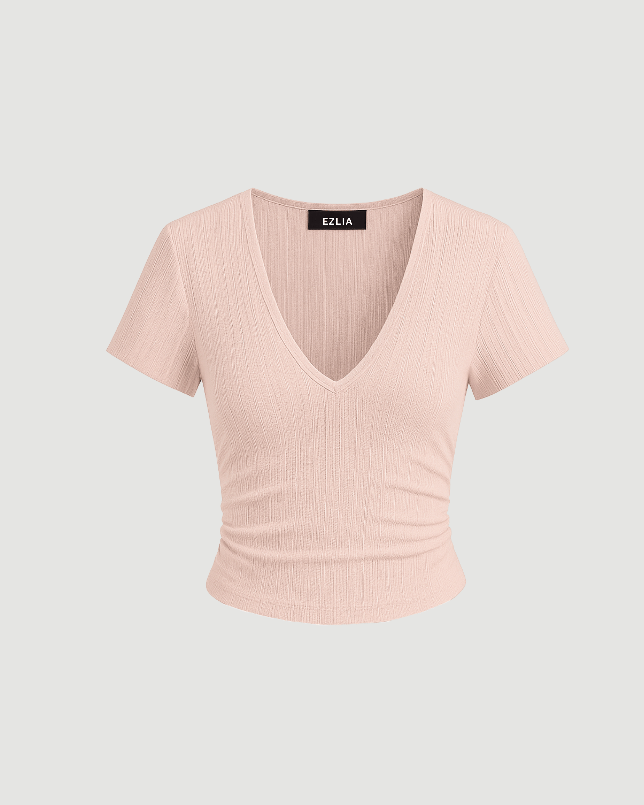 V-Neck Crop Top – Blush Pink