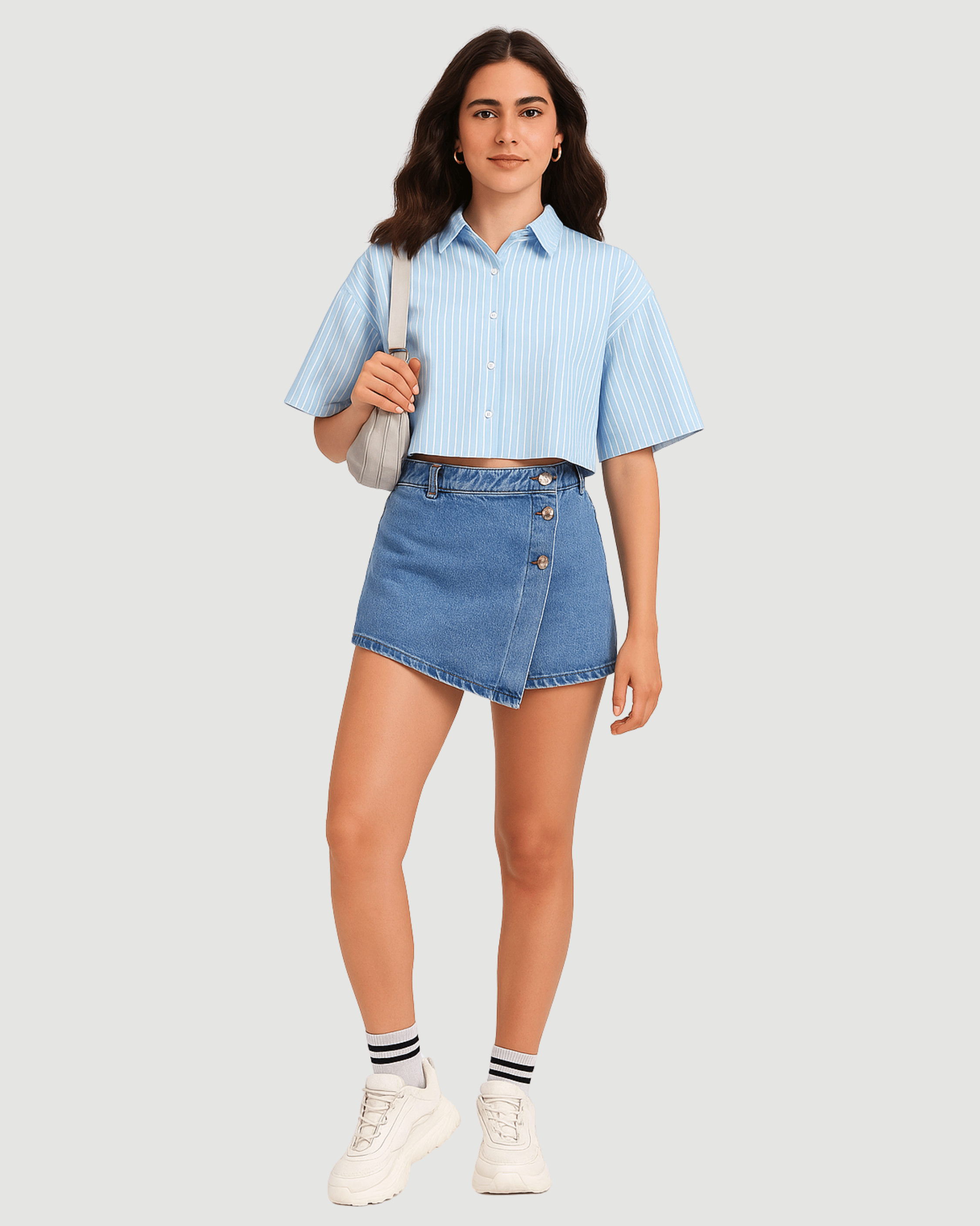 Stripe Button-Down Crop Shirt