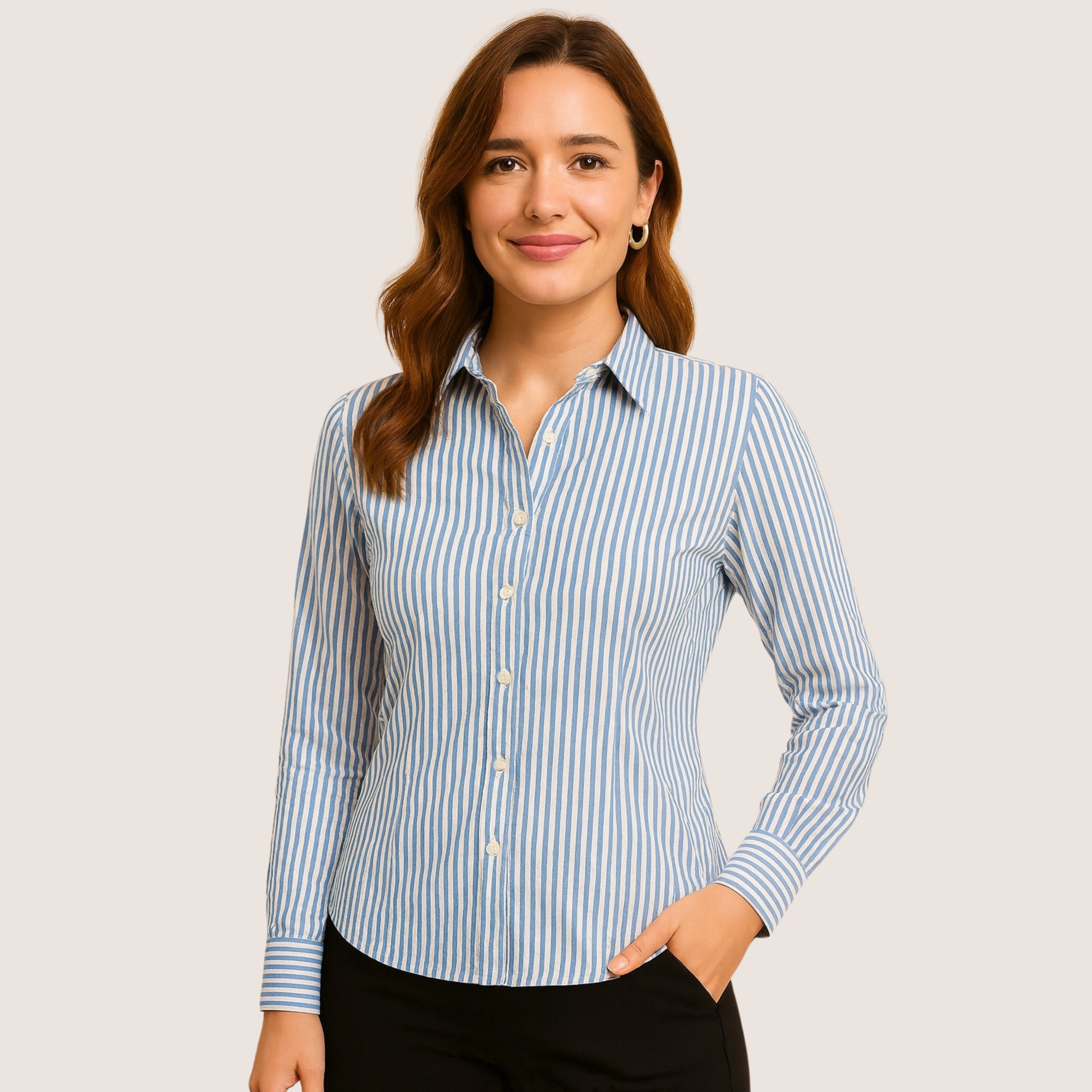 Soft Blue Striped Slim-Fit Shirt