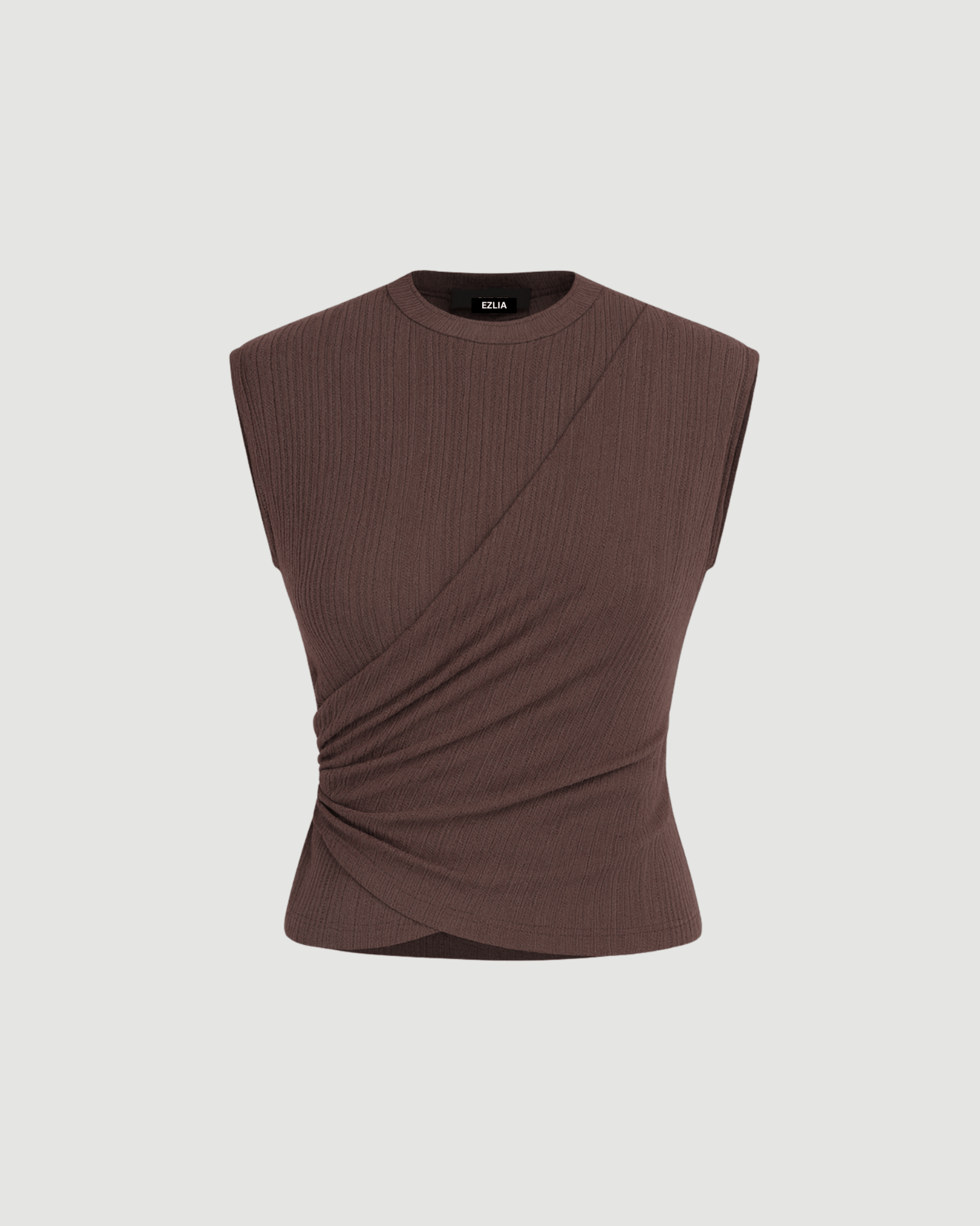 Wrap Effect Ribbed Top
