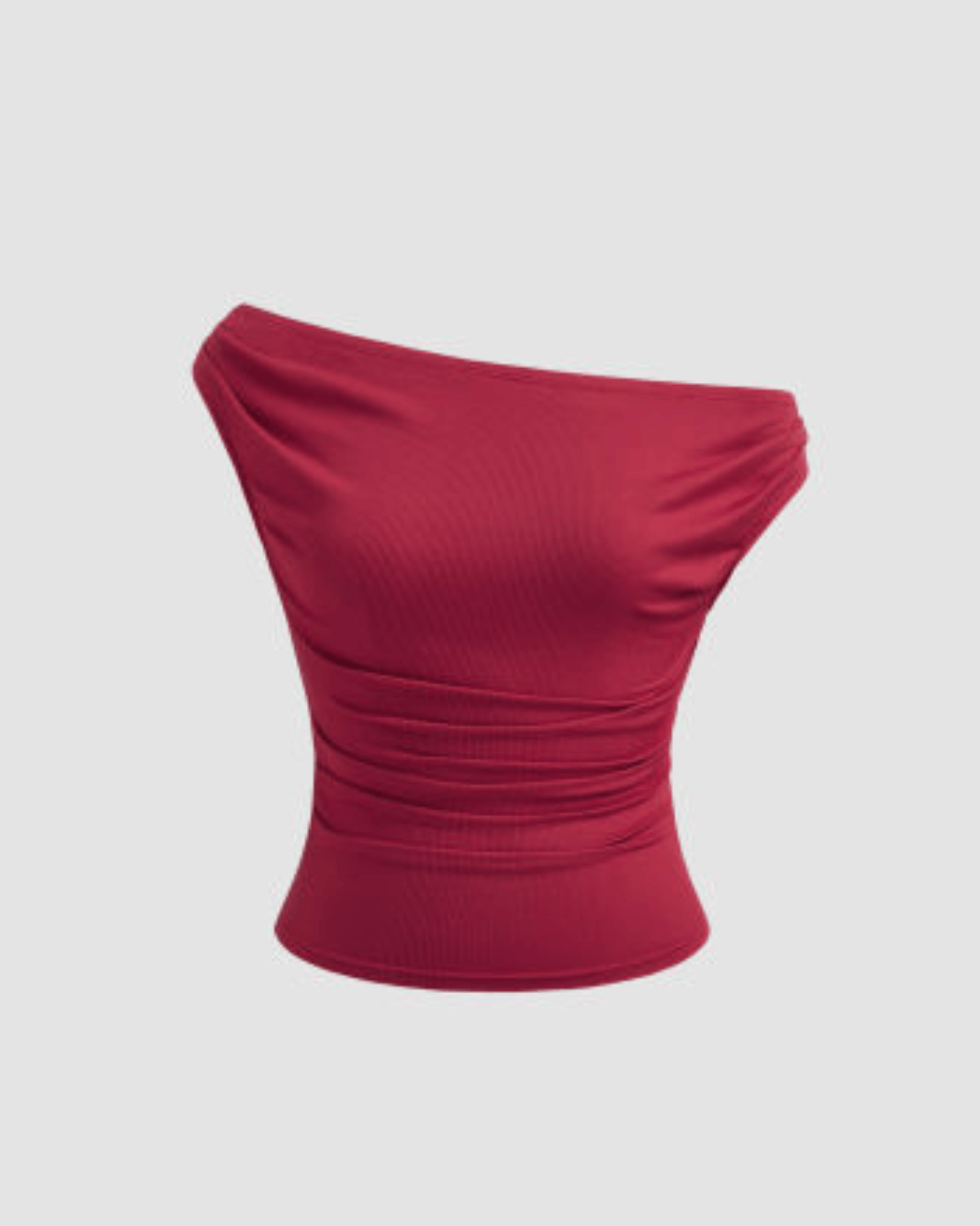 Red One-Shoulder Fitted Crop Top
