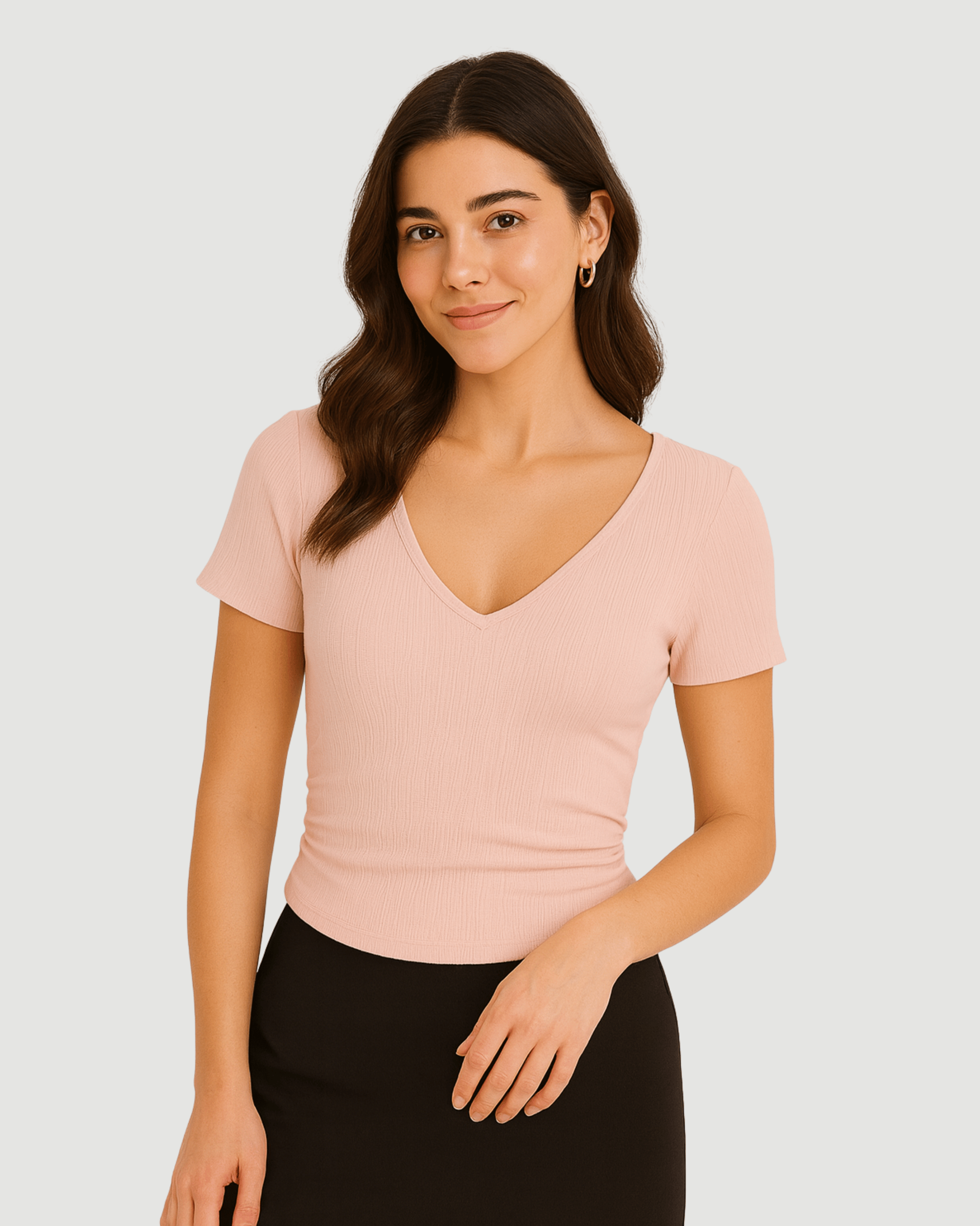 V-Neck Crop Top – Blush Pink