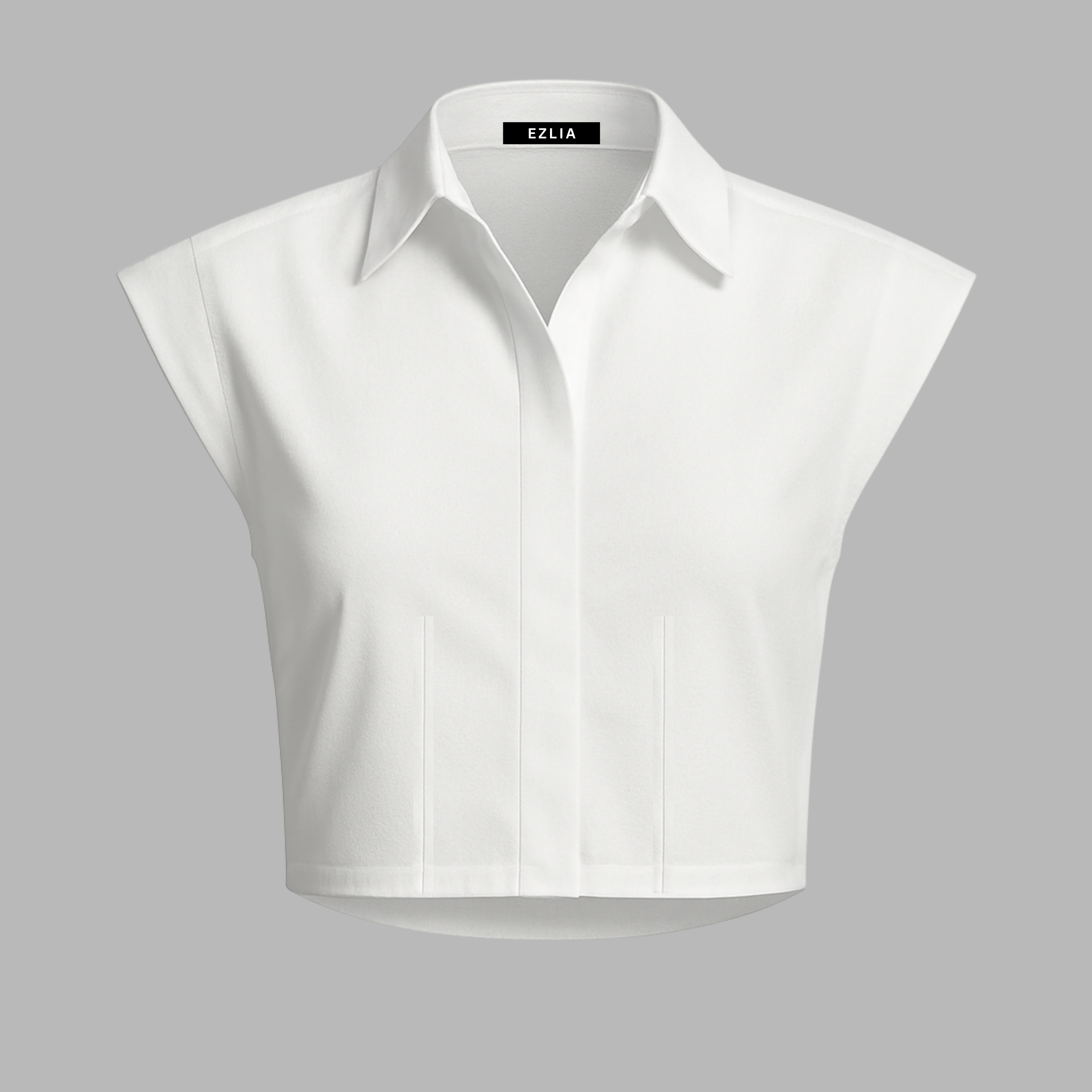 White Sleeveless Crop Shirt