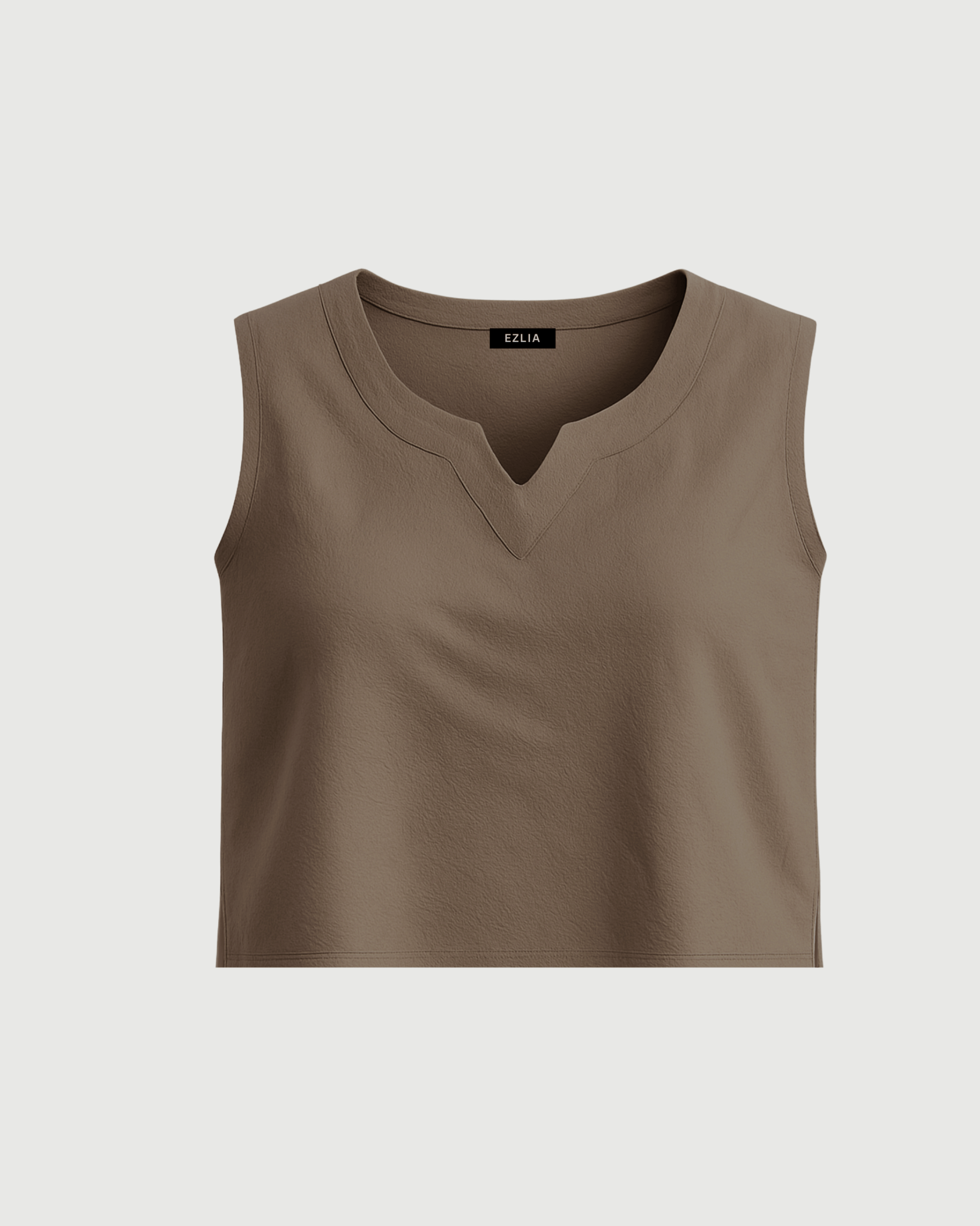 Brown V-Neck Crop Top