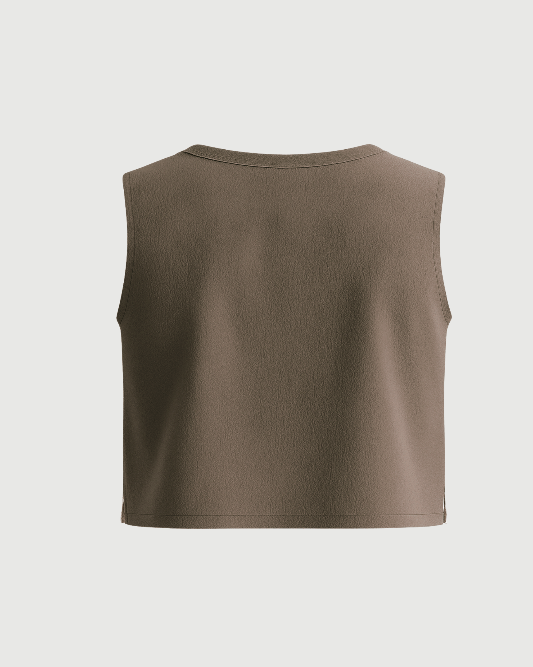 Brown V-Neck Crop Top
