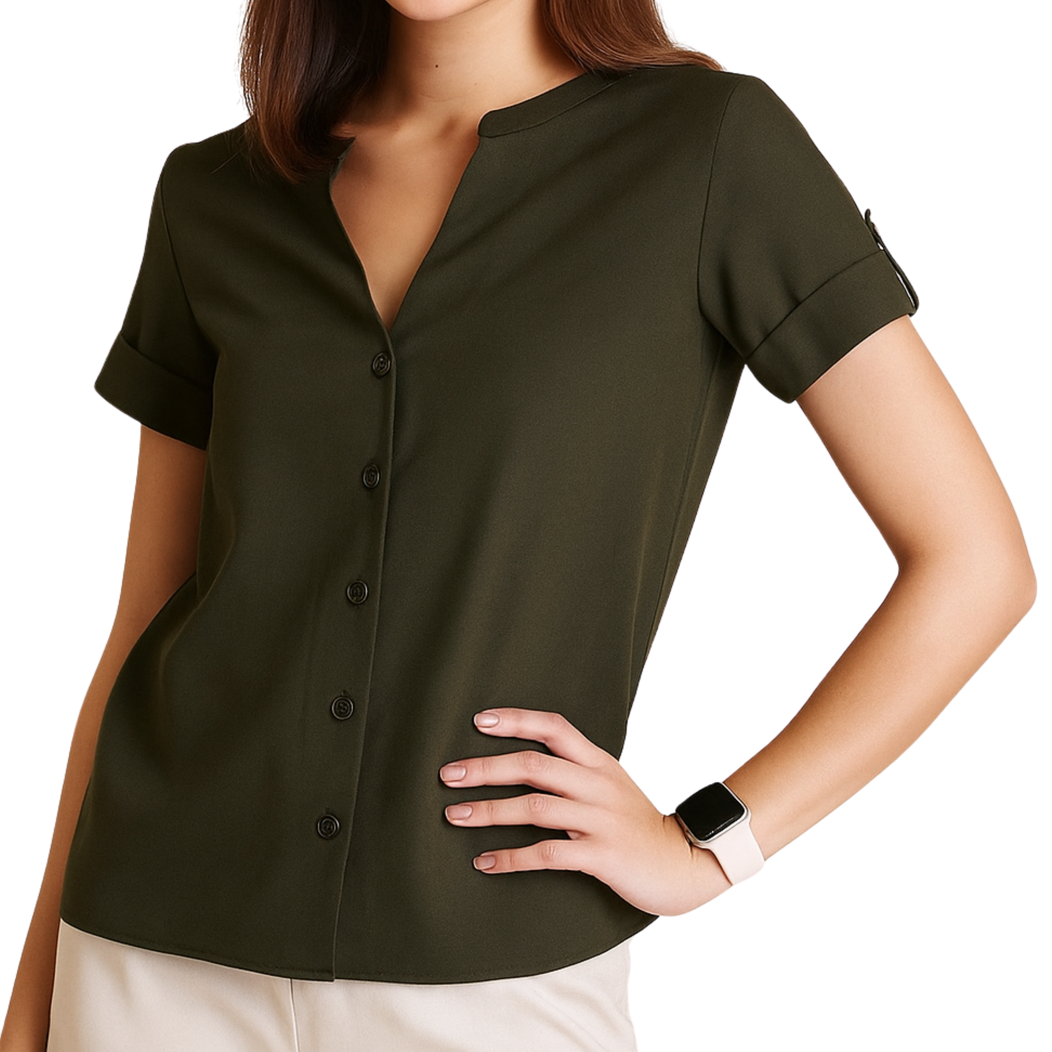 Olive Green V-Neck Shirt