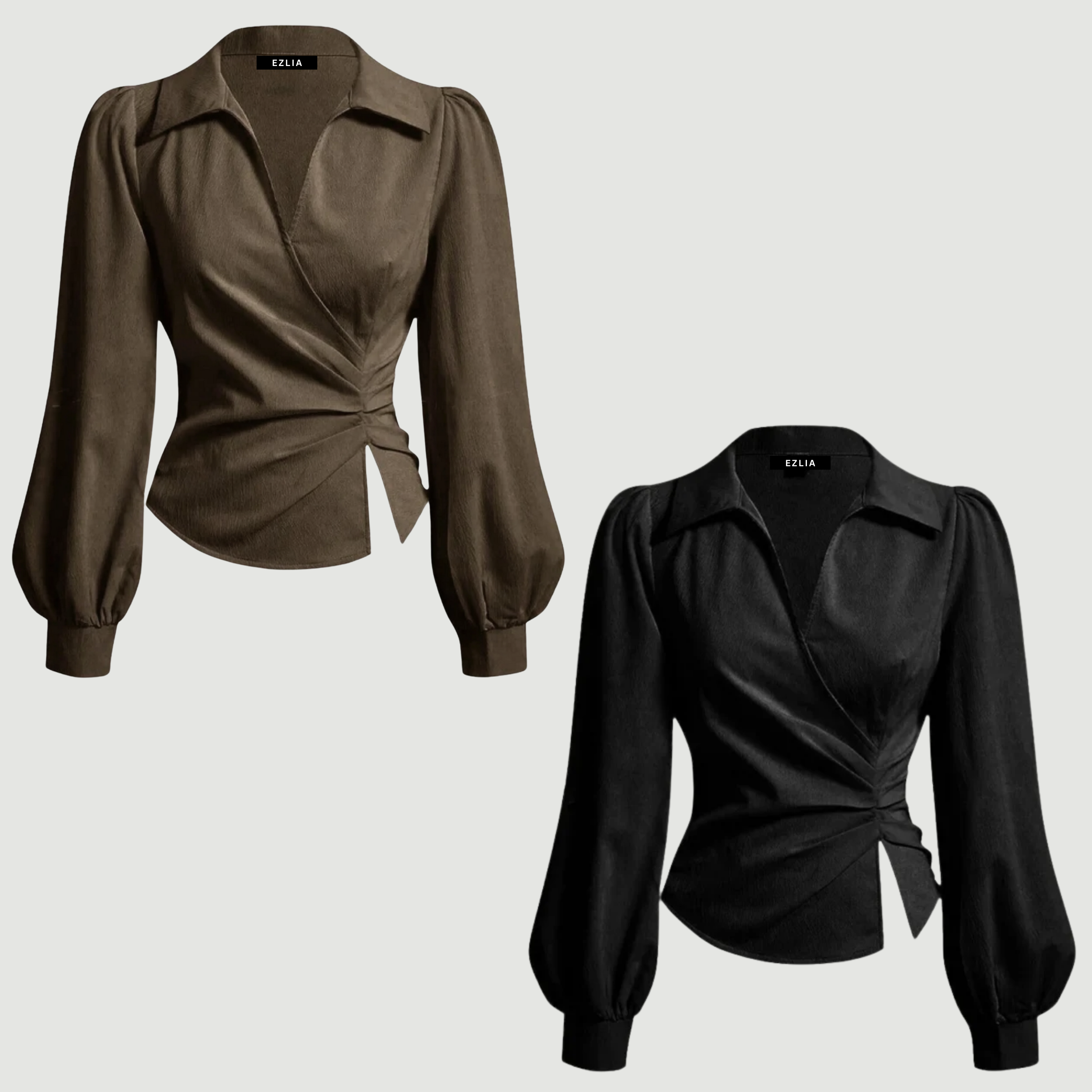 COMBO: V-Neck Bubble Wrap Brown & Black Top