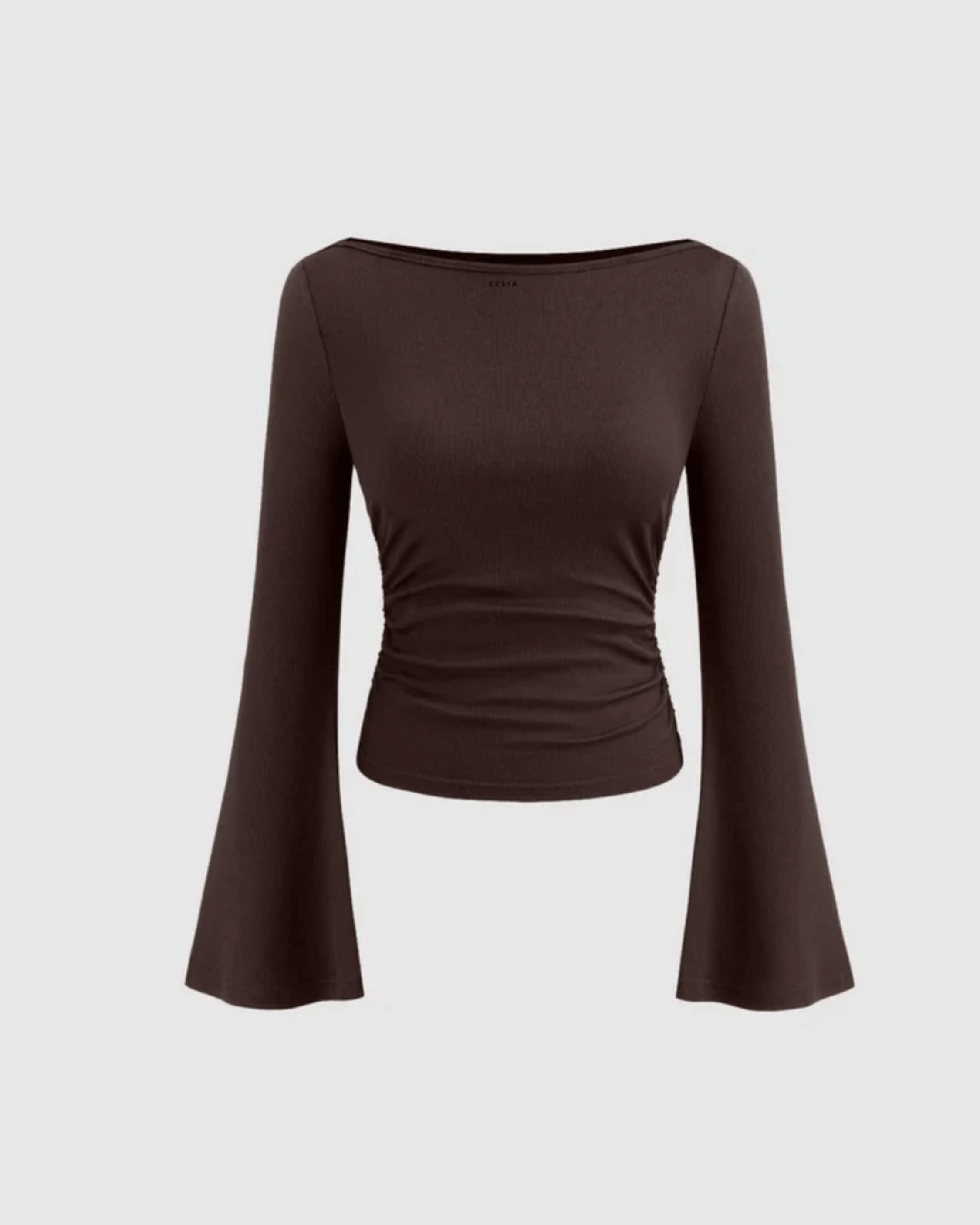 Chocolate Ruched Long Sleeve Top