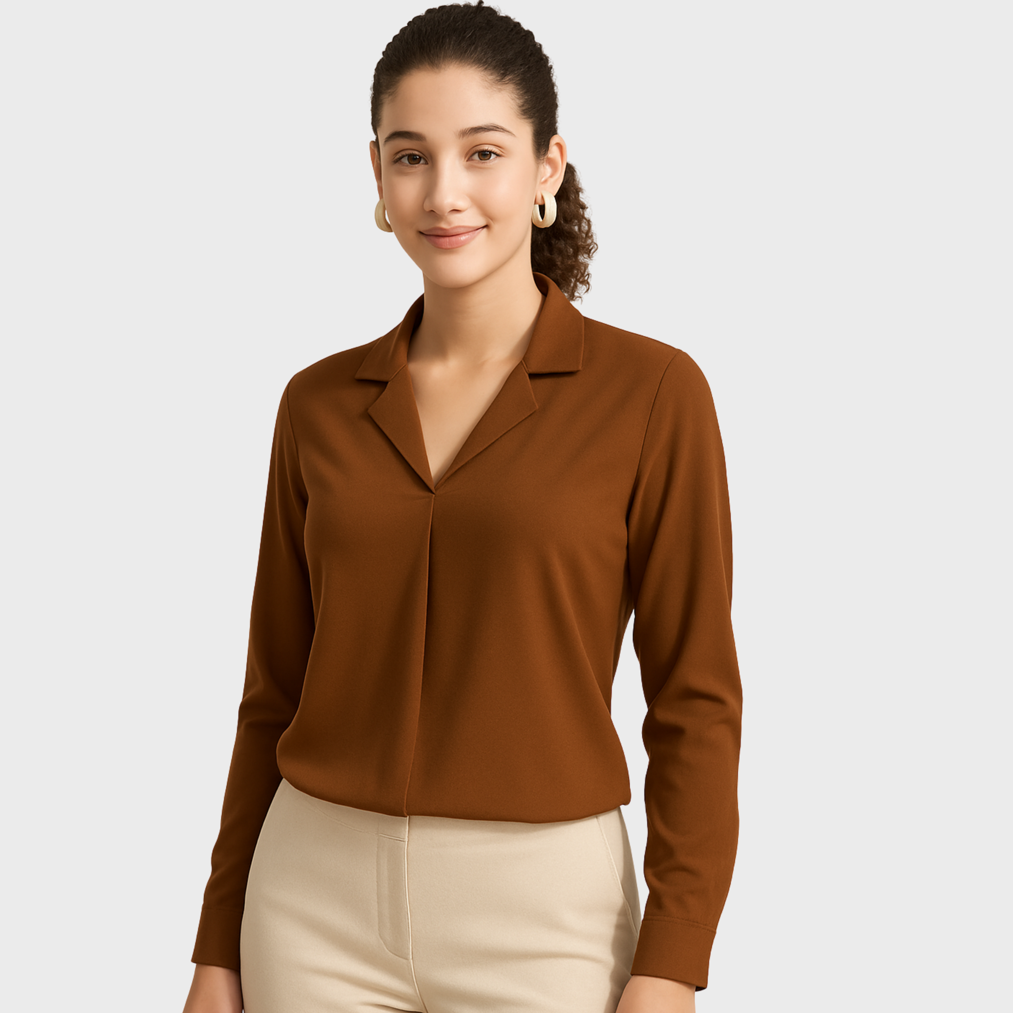 Elegant Coffee Brown Shirt Top