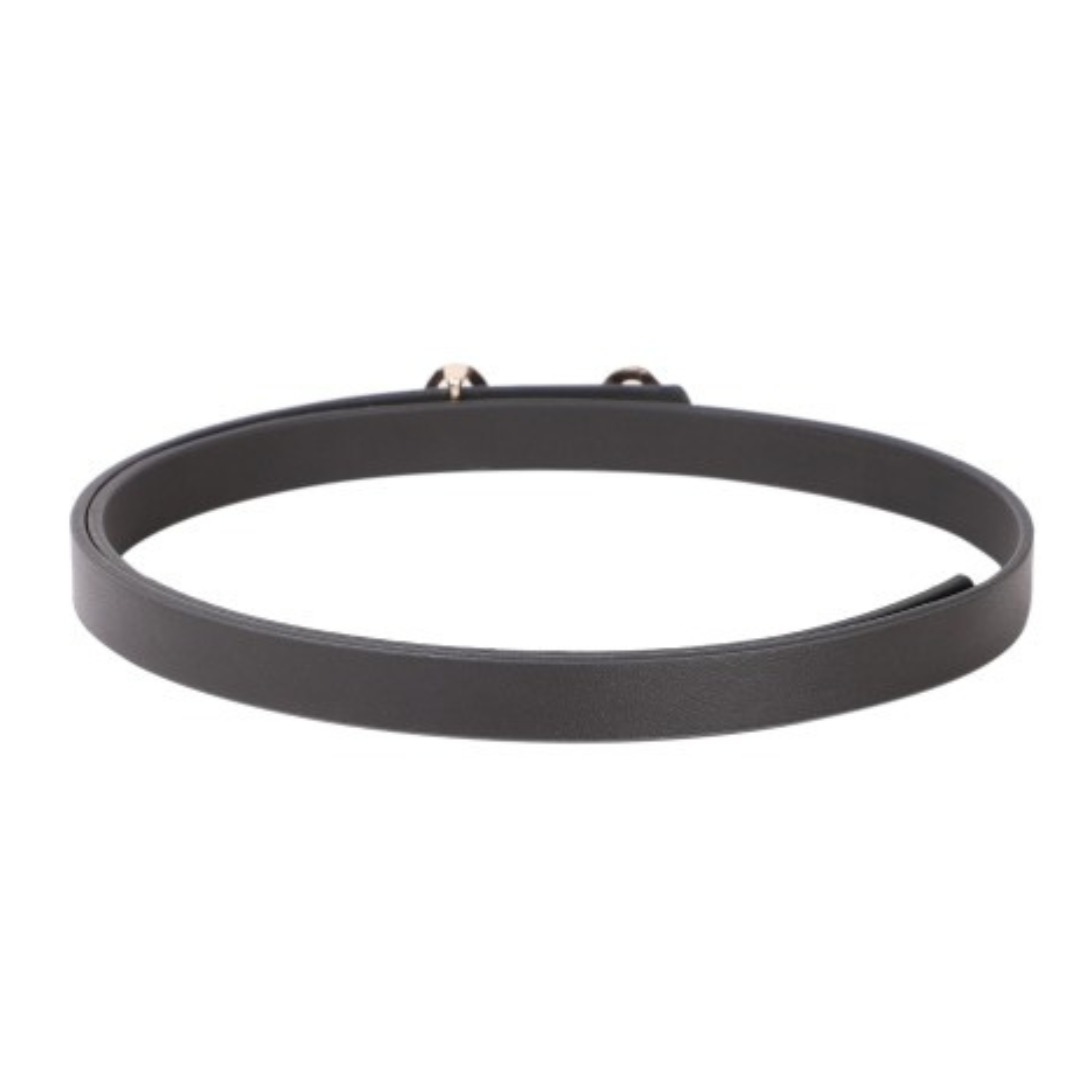 Black Slim Belt with Gold Bar Buckle