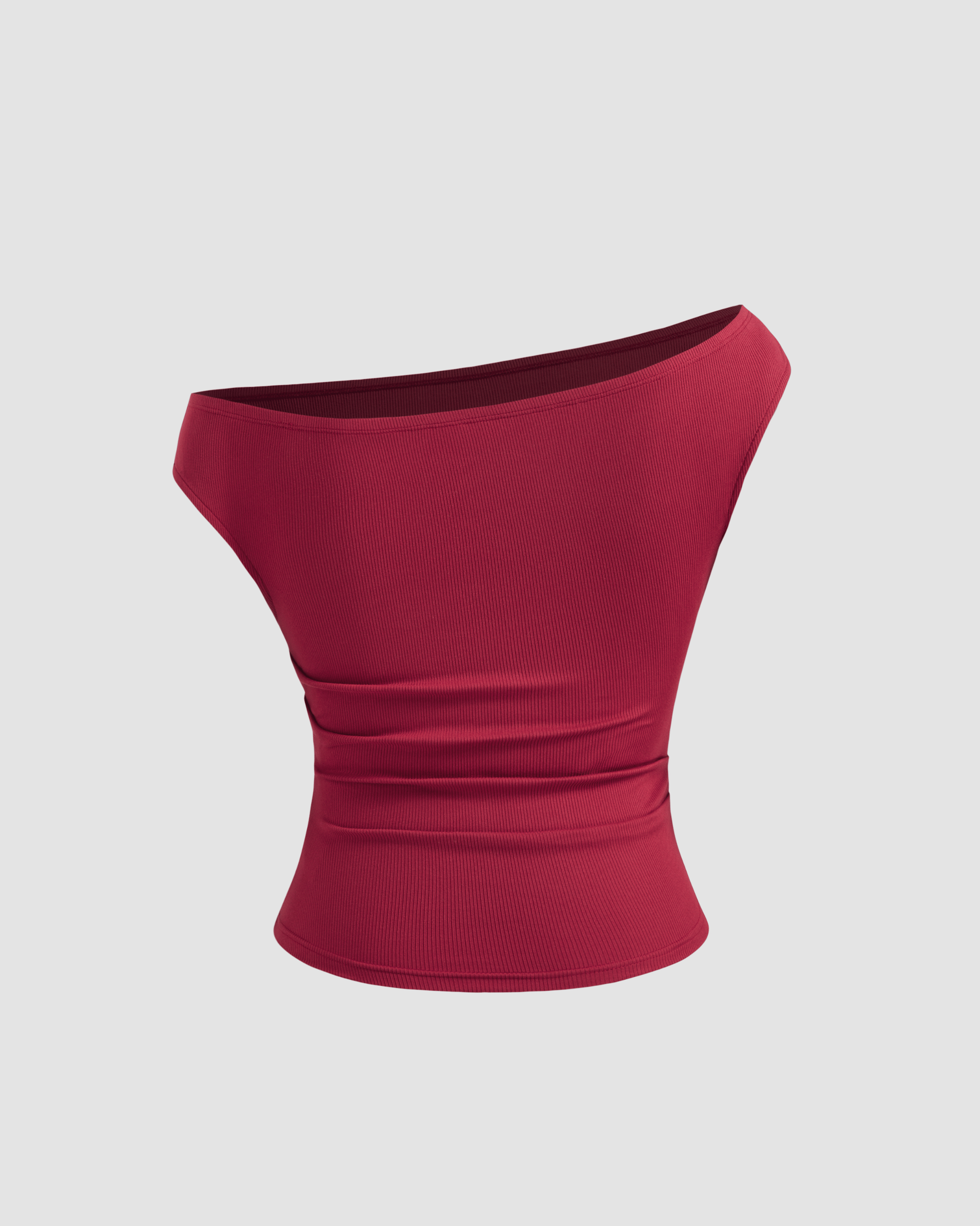 Red One-Shoulder Fitted Crop Top