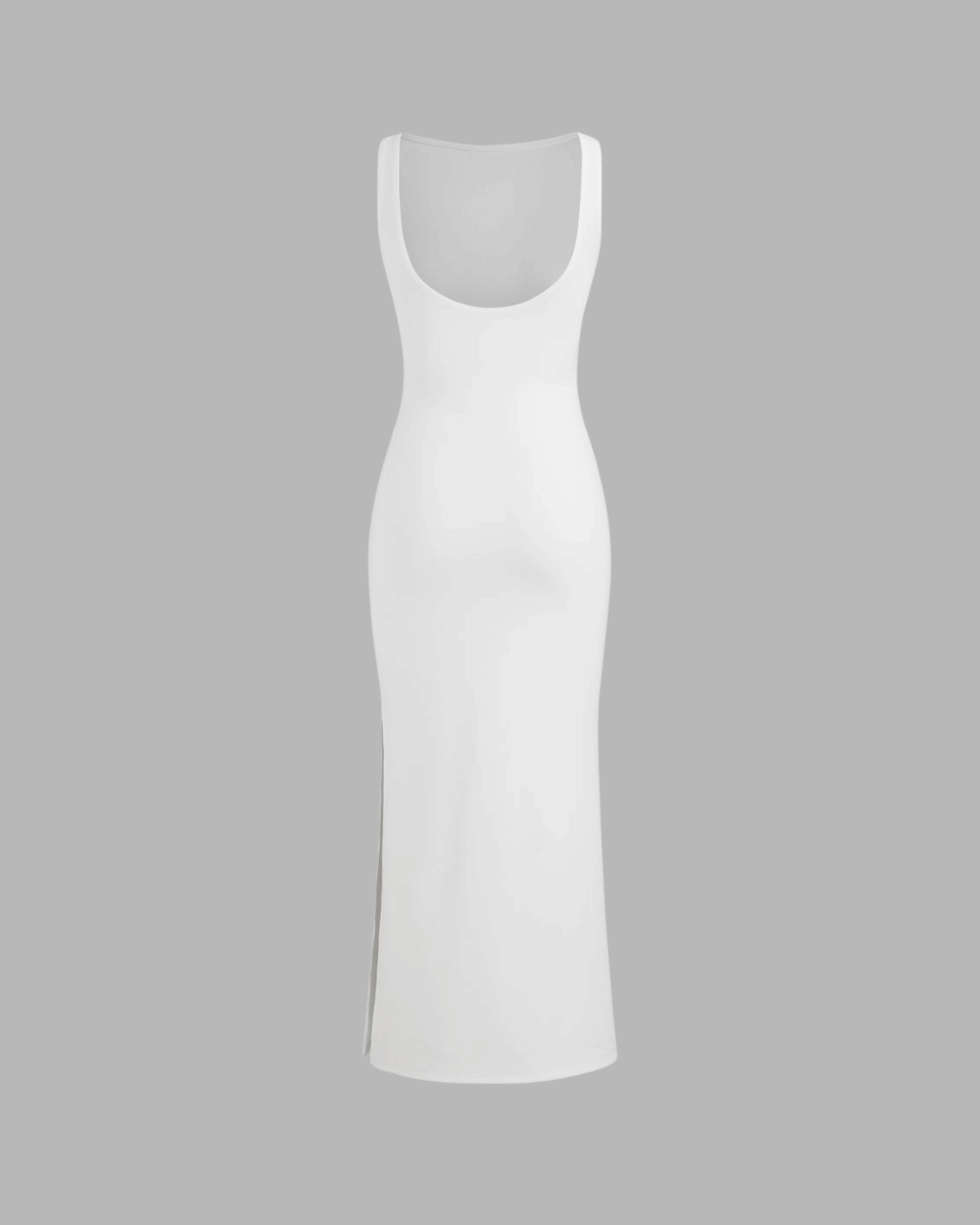 White Sleeveless Bodycon Midi Dress