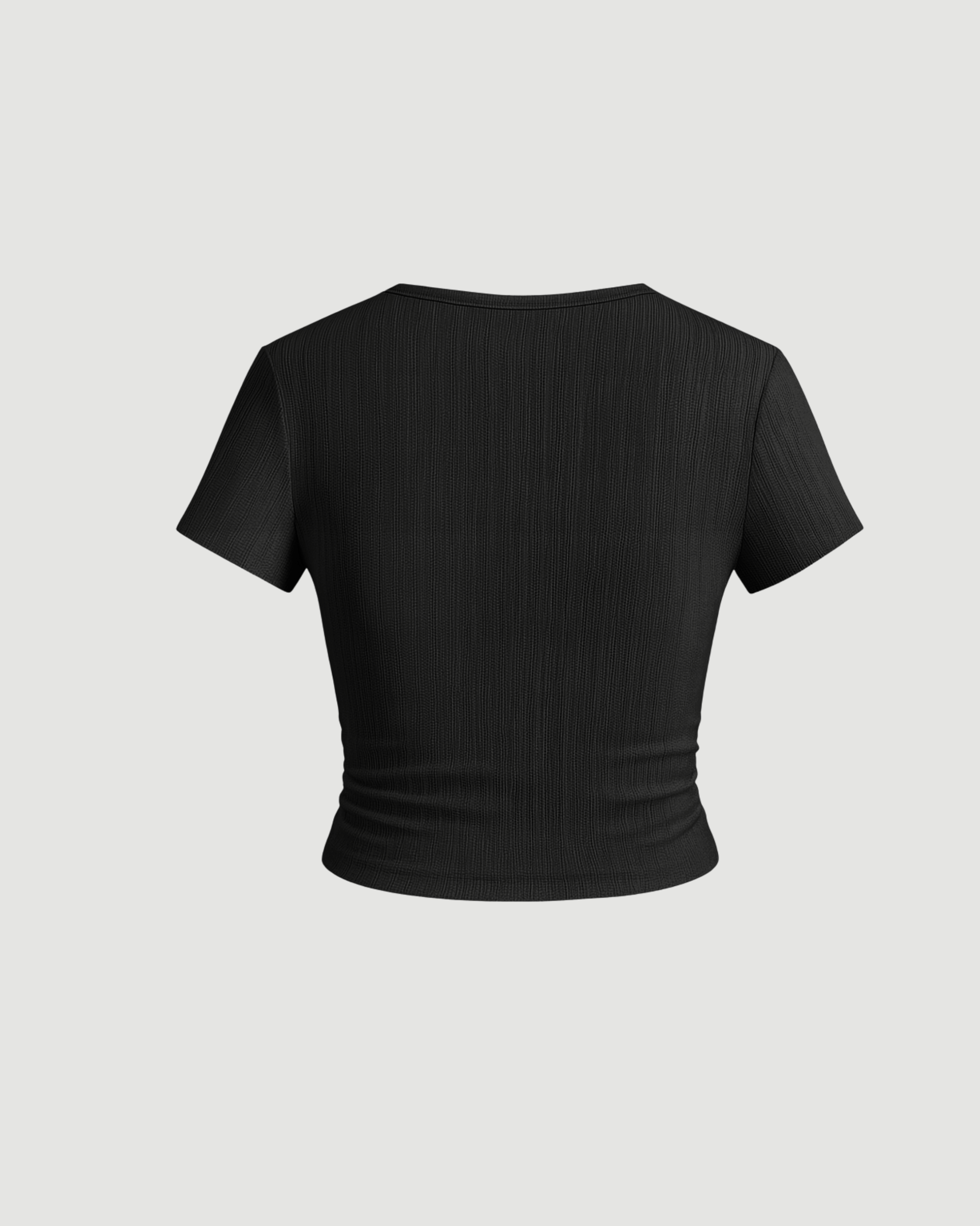 V-Neck Ruched Crop Top – Black