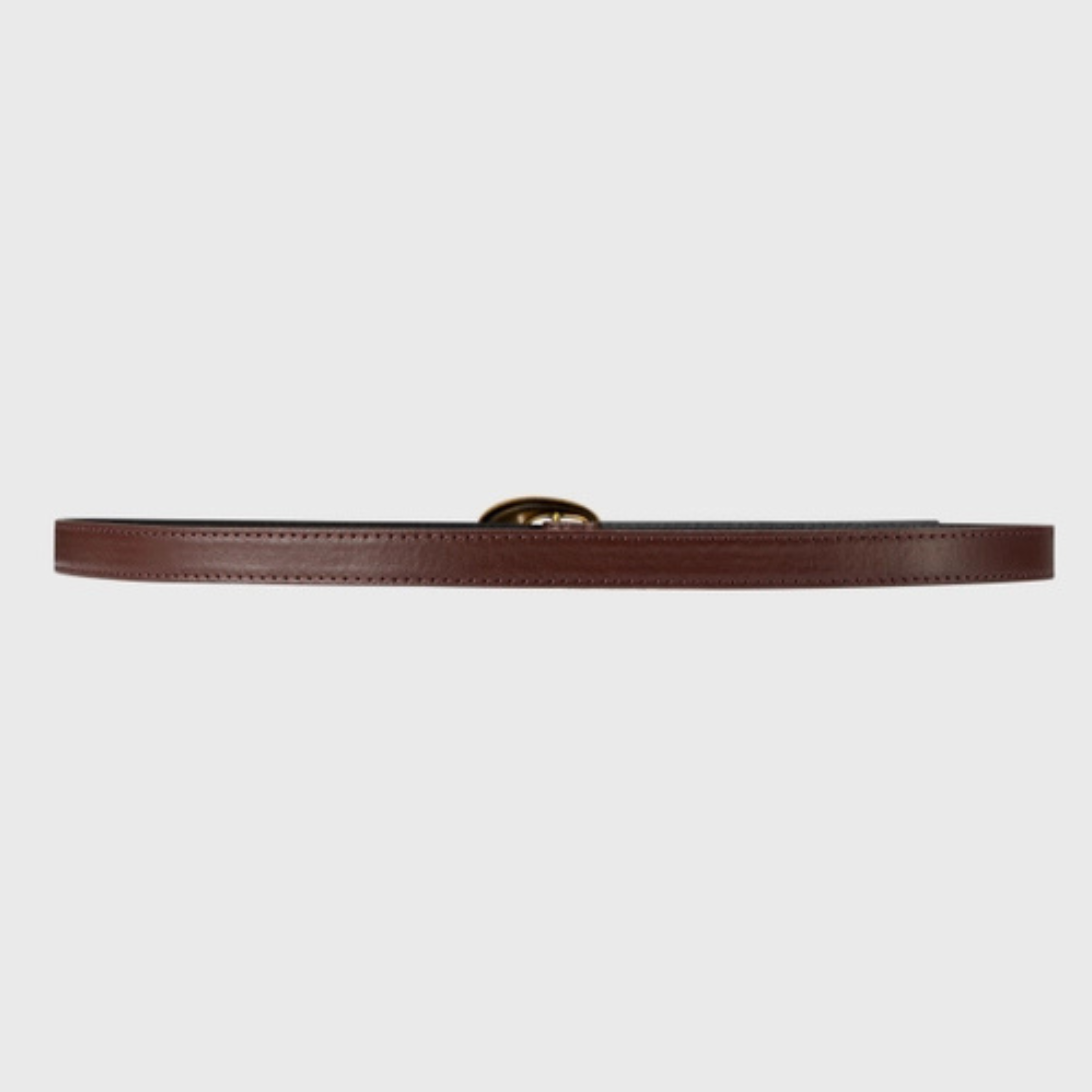 Brown Leather Belt with Gold Buckle