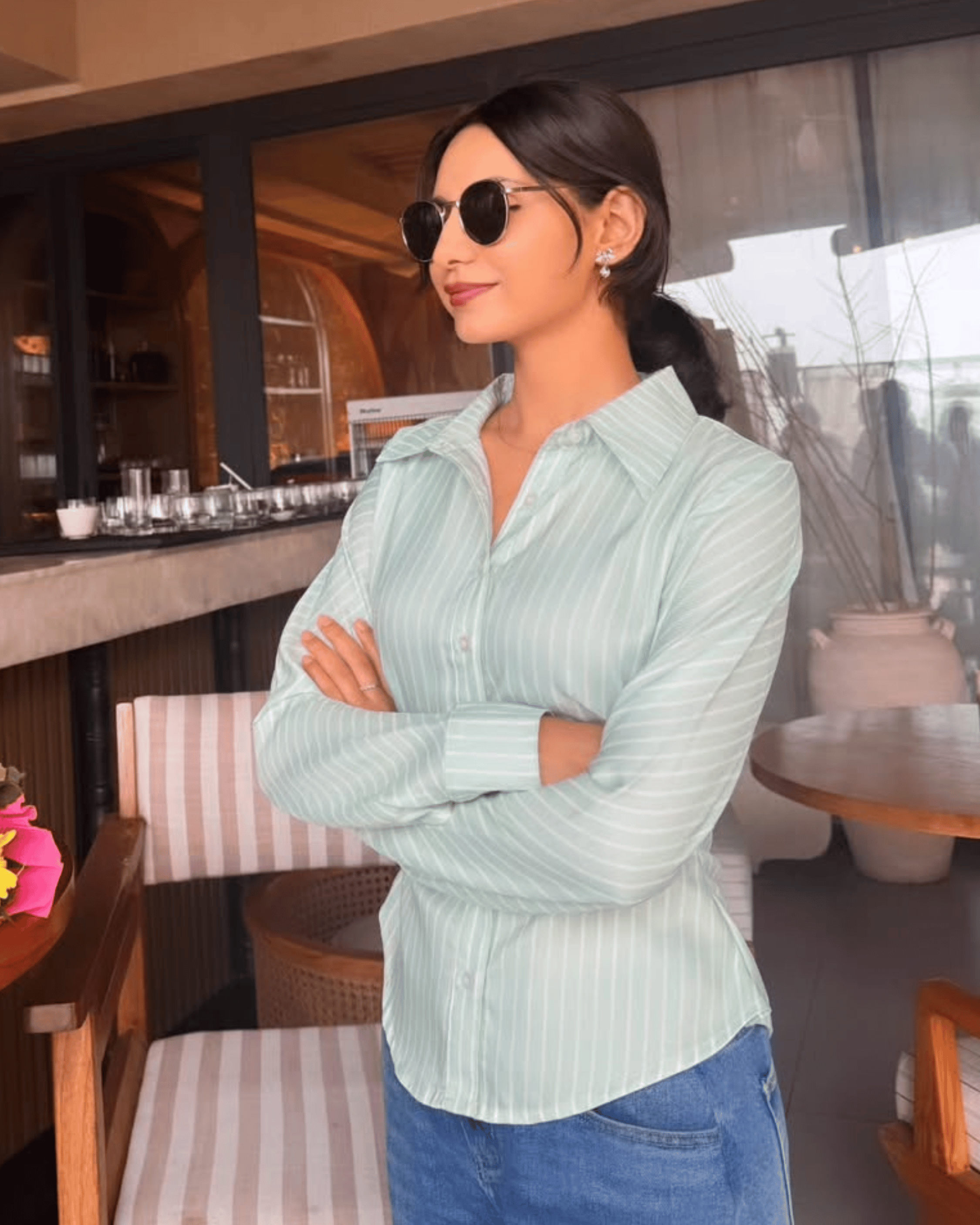 Light Green Striped Shirt