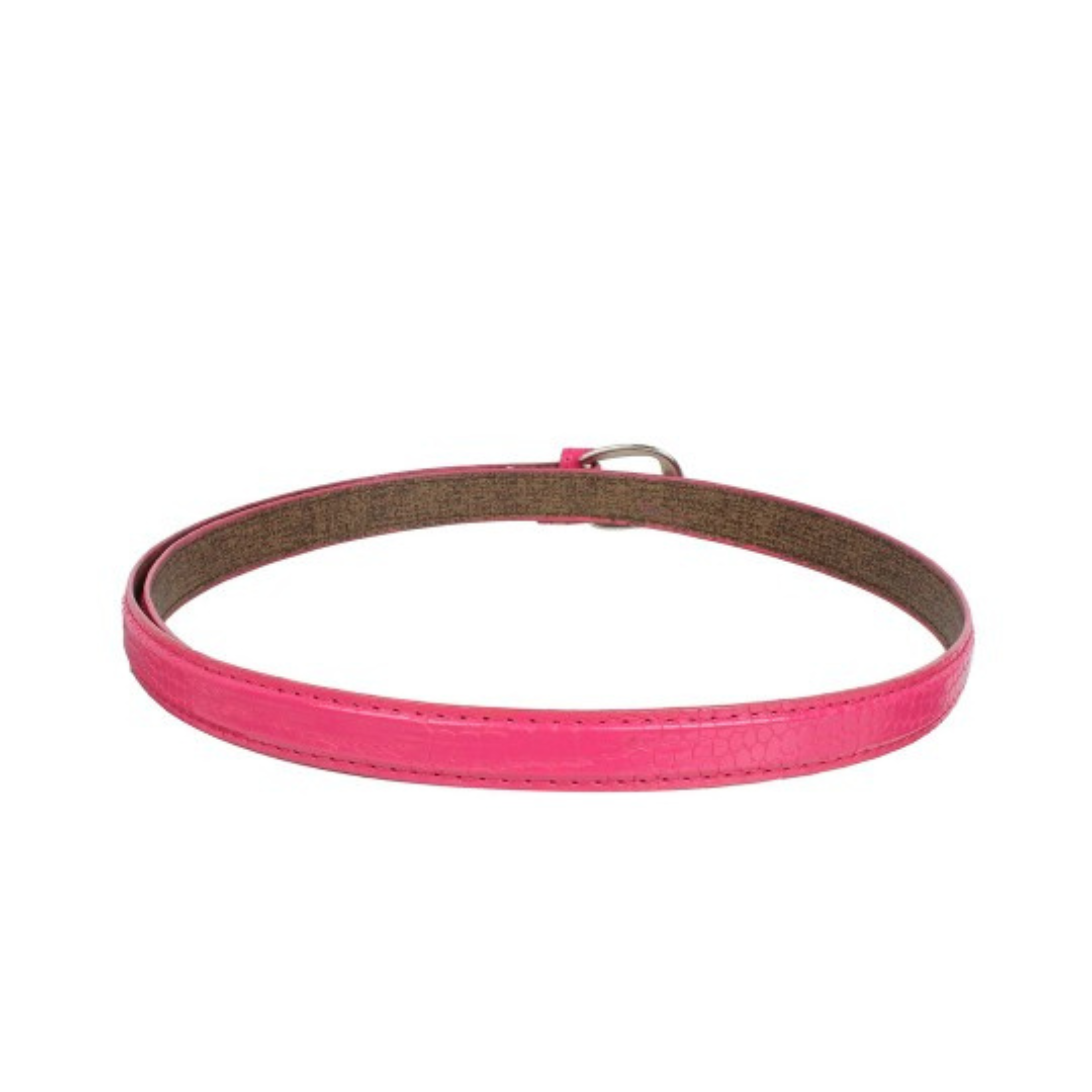 Pink Faux Leather Slim Belt