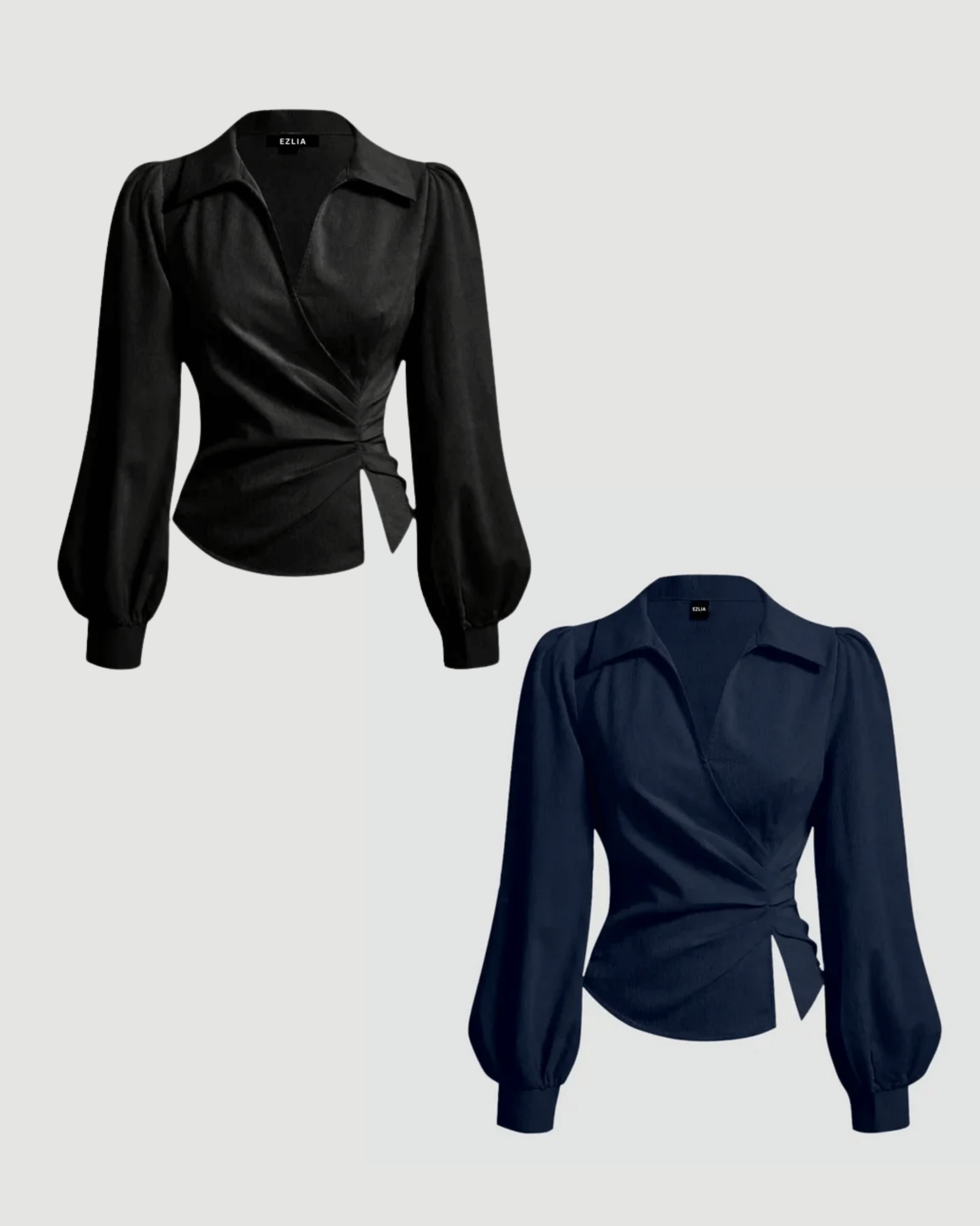 COMBO: V-Neck Bubble Wrap Black & Blue Top