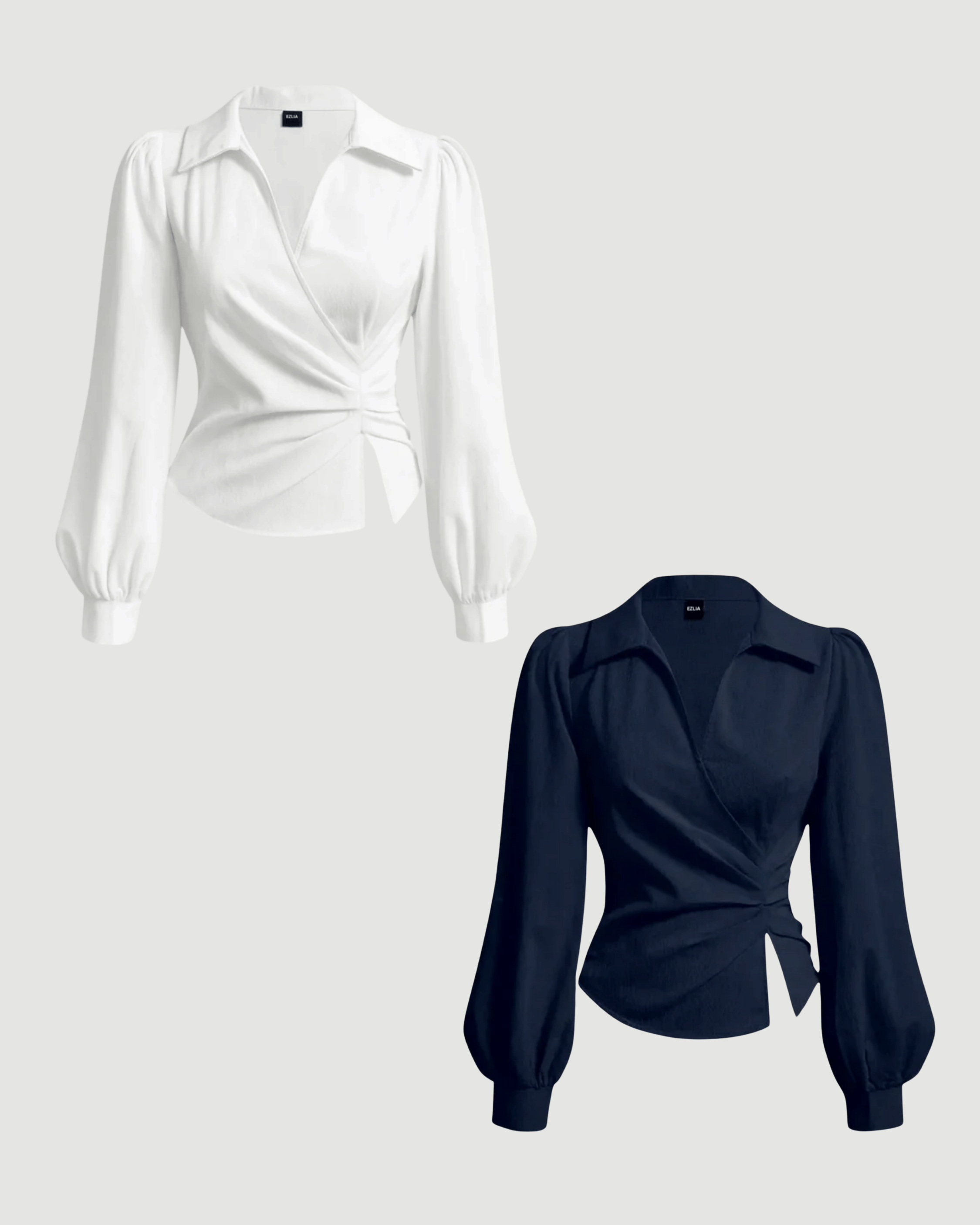 COMBO: V-Neck Bubble Wrap White & Blue Top