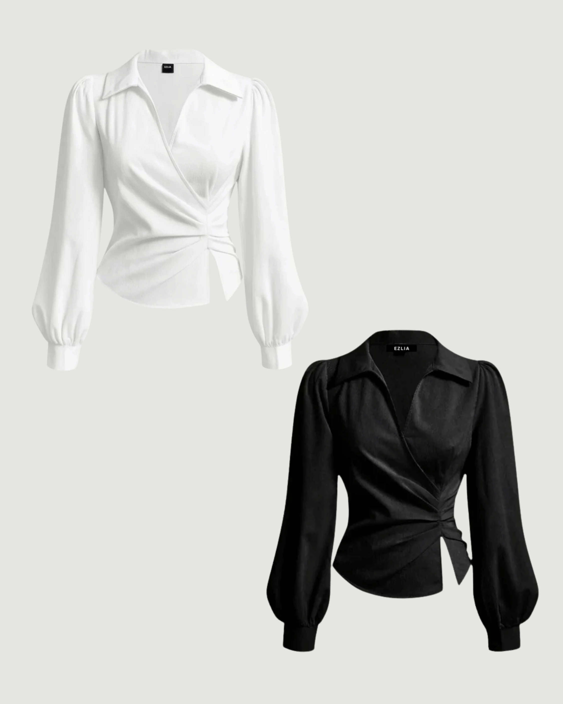 COMBO: V-Neck Bubble Wrap White & Black Top