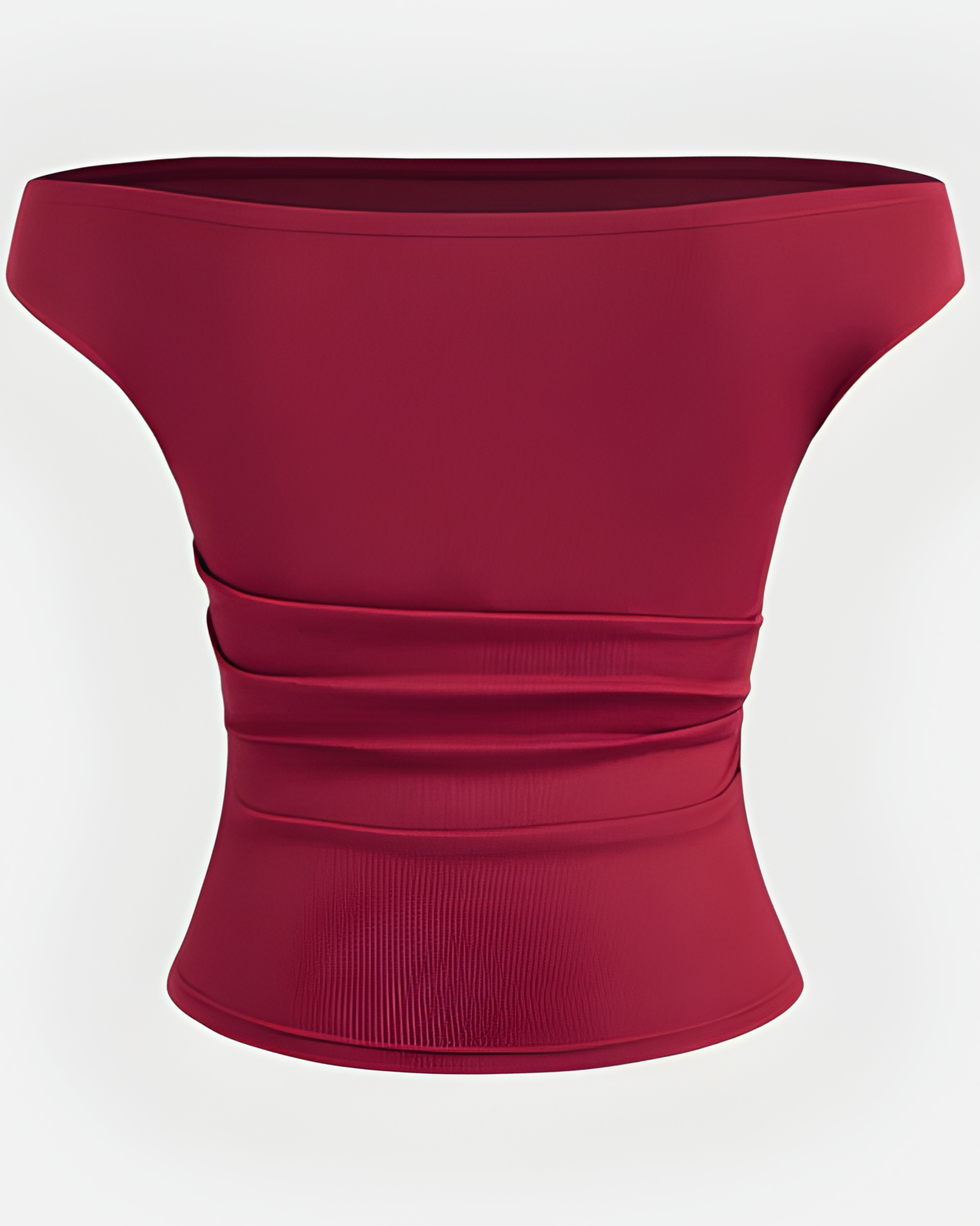 Red Off-Shoulder Fitted Crop Top