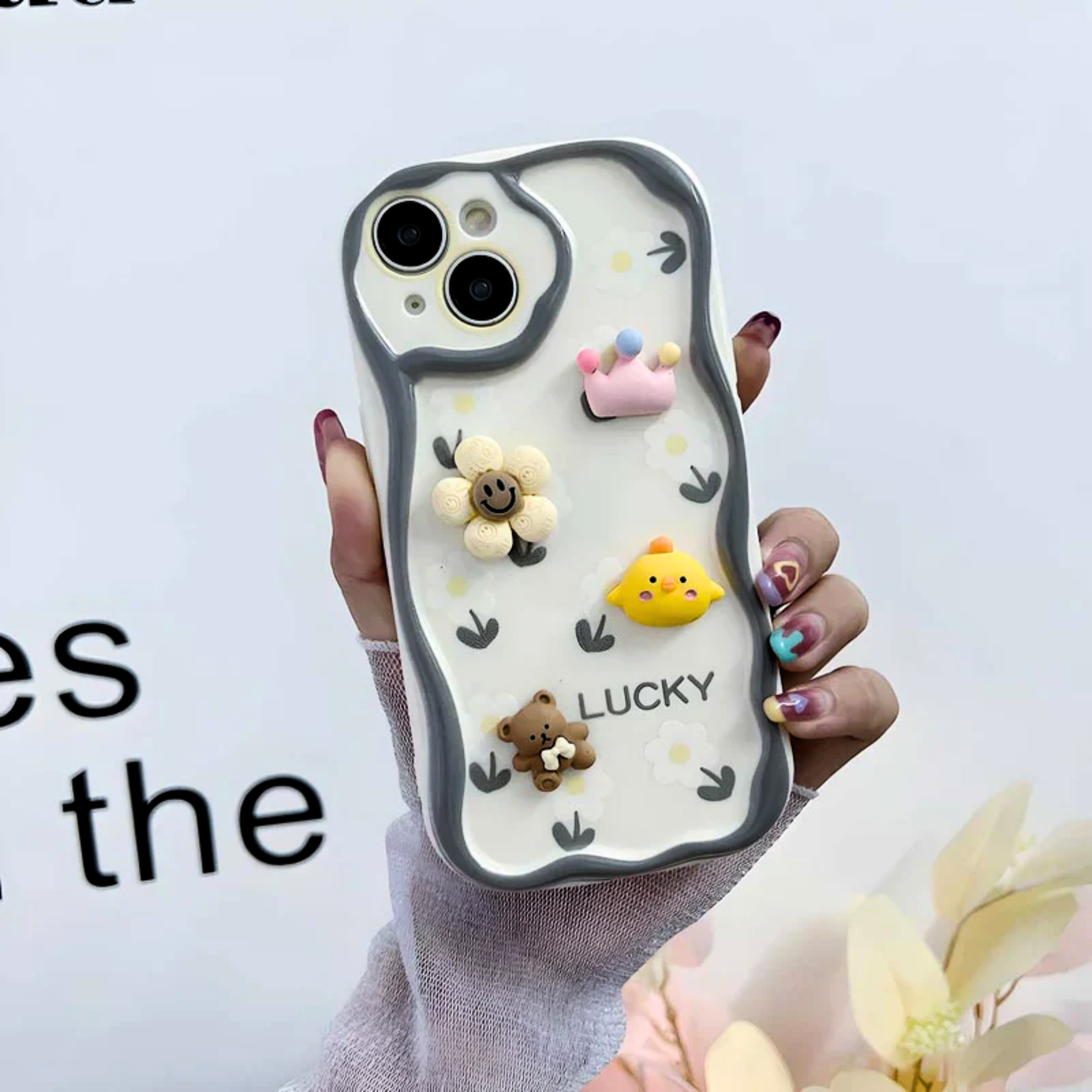 3D Cute Pet Flower and Toy Soft Case With Random Heart Shape Bracelet