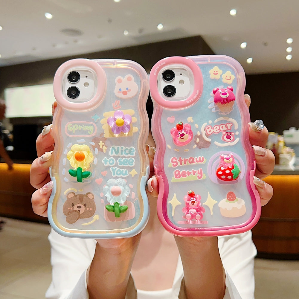 3D Fancy Bear Toy PC (Hard) | TPU (Soft) Printed iPhone 13 Covers with Stand