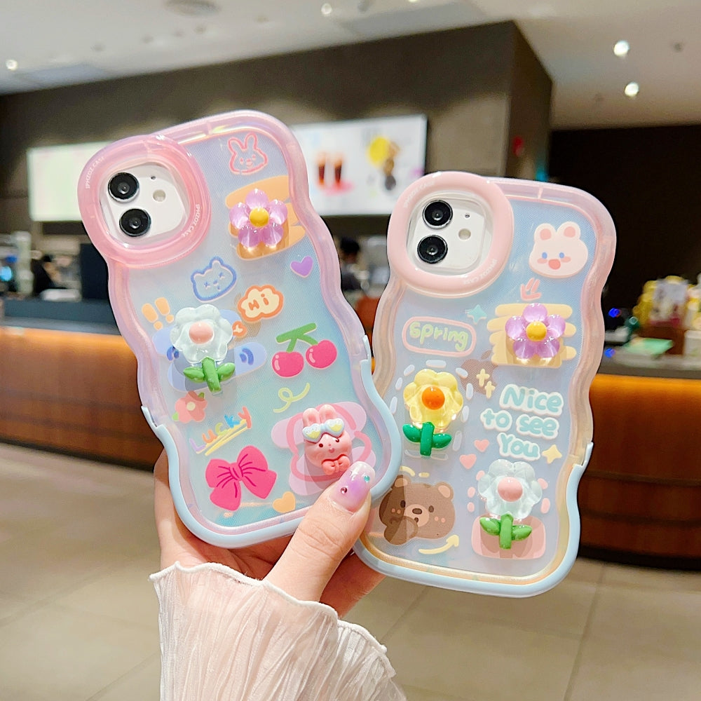 3D Fancy Bear Toy PC (Hard) | TPU (Soft) Printed iPhone 14 Covers with Stand