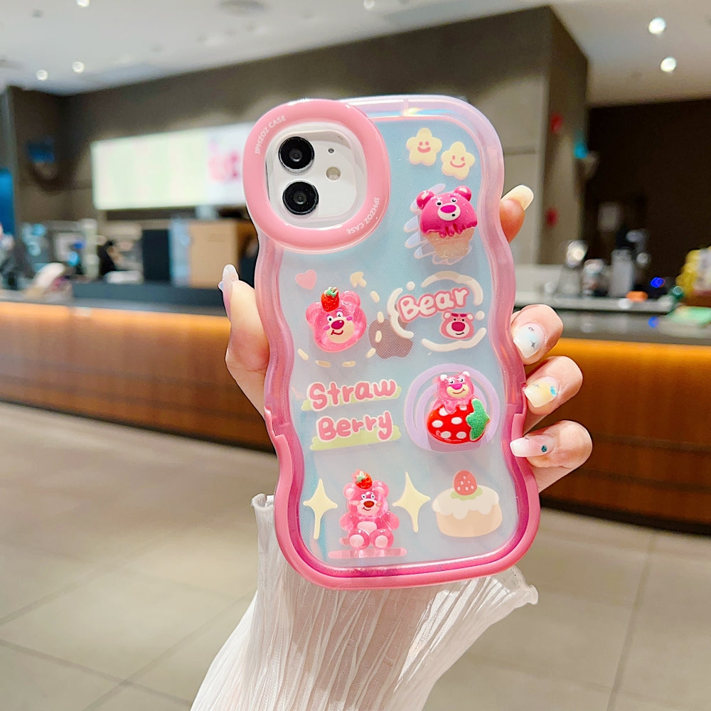 3D Fancy Bear Toy PC (Hard) | TPU (Soft) Printed iPhone 15 Covers with Stand