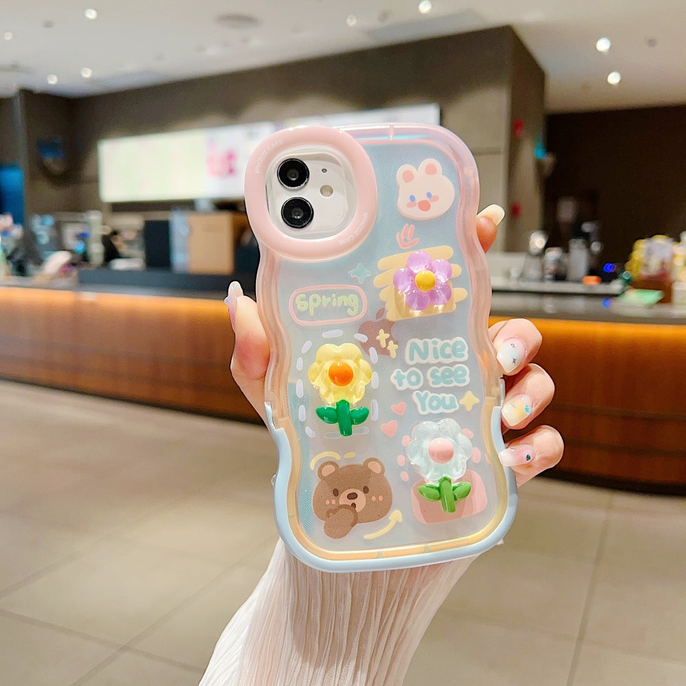 3D Fancy Bear Toy PC (Hard) | TPU (Soft) Printed iPhone 16 Covers with Stand