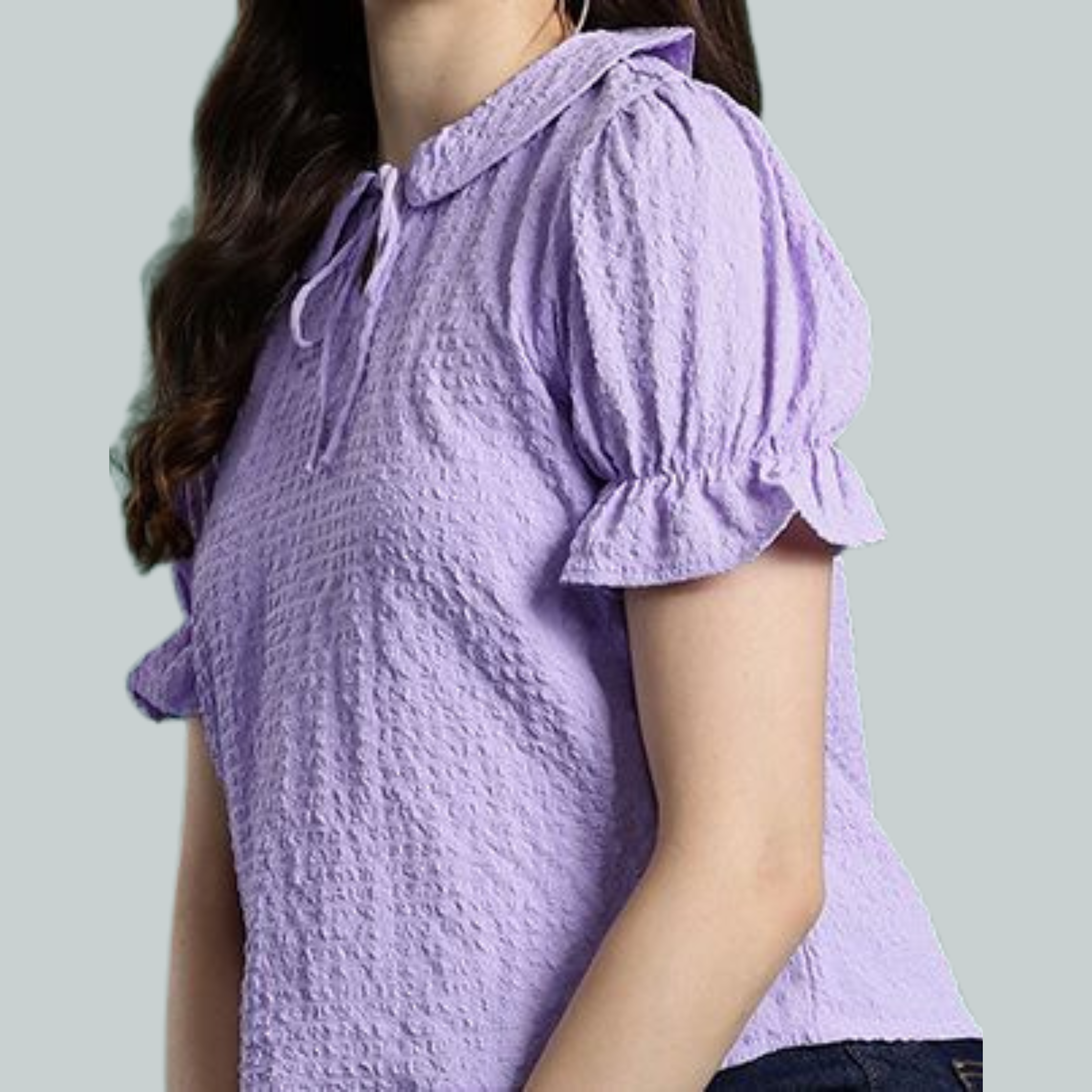 Lavender Sleeve Tie-Neck Top