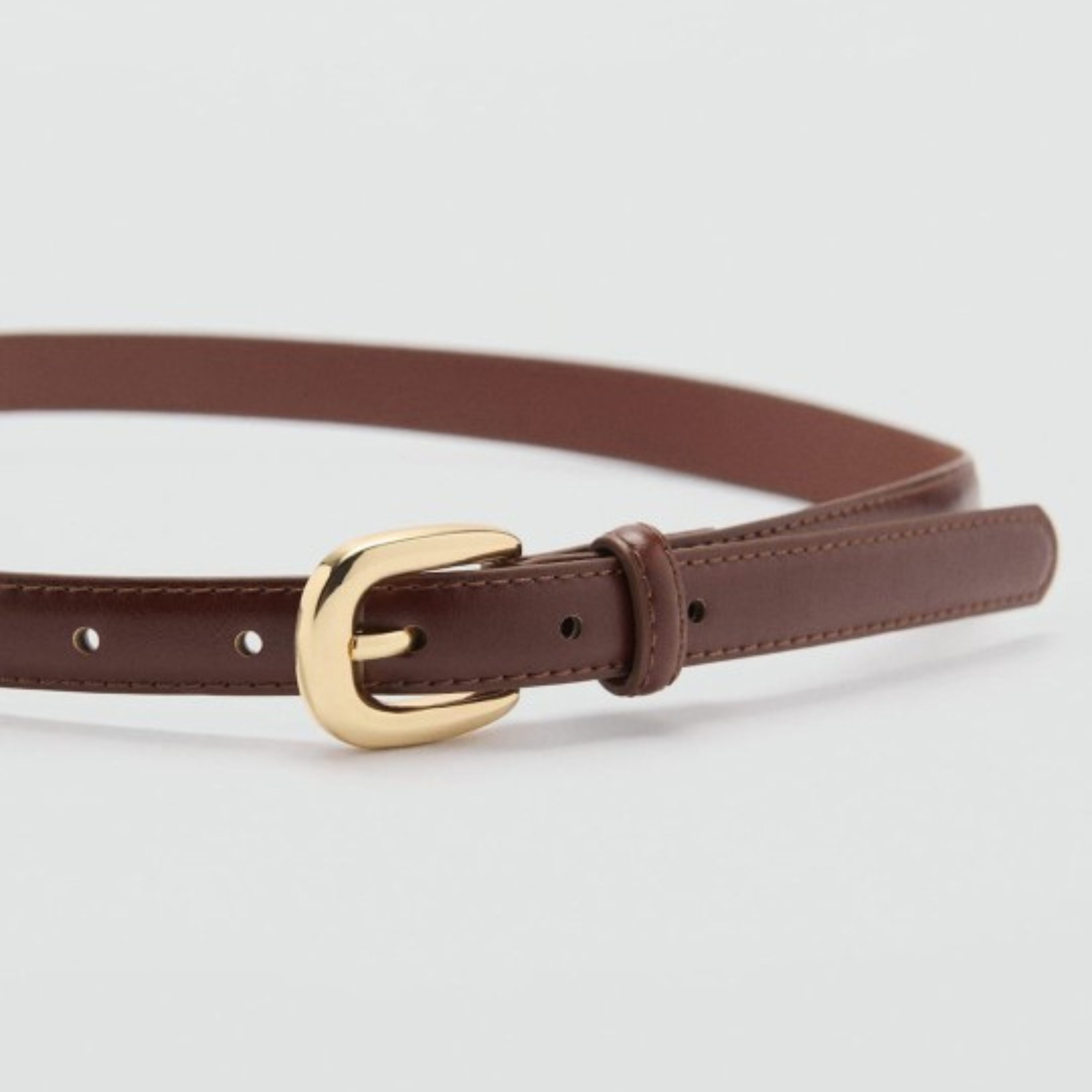 Brown Adjustable Leather Strap with Gold Buckle