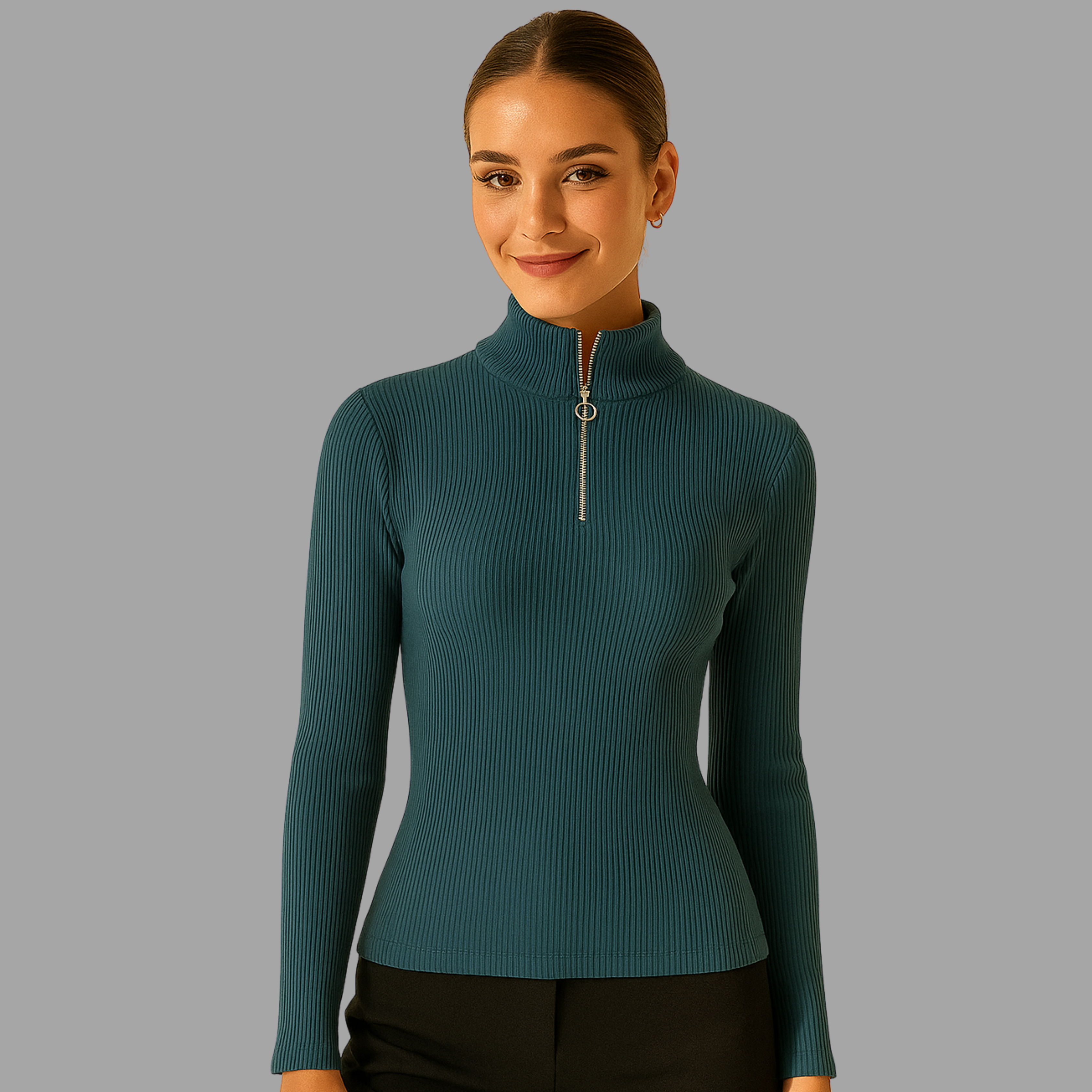 Half-Zip Mock Neck Top