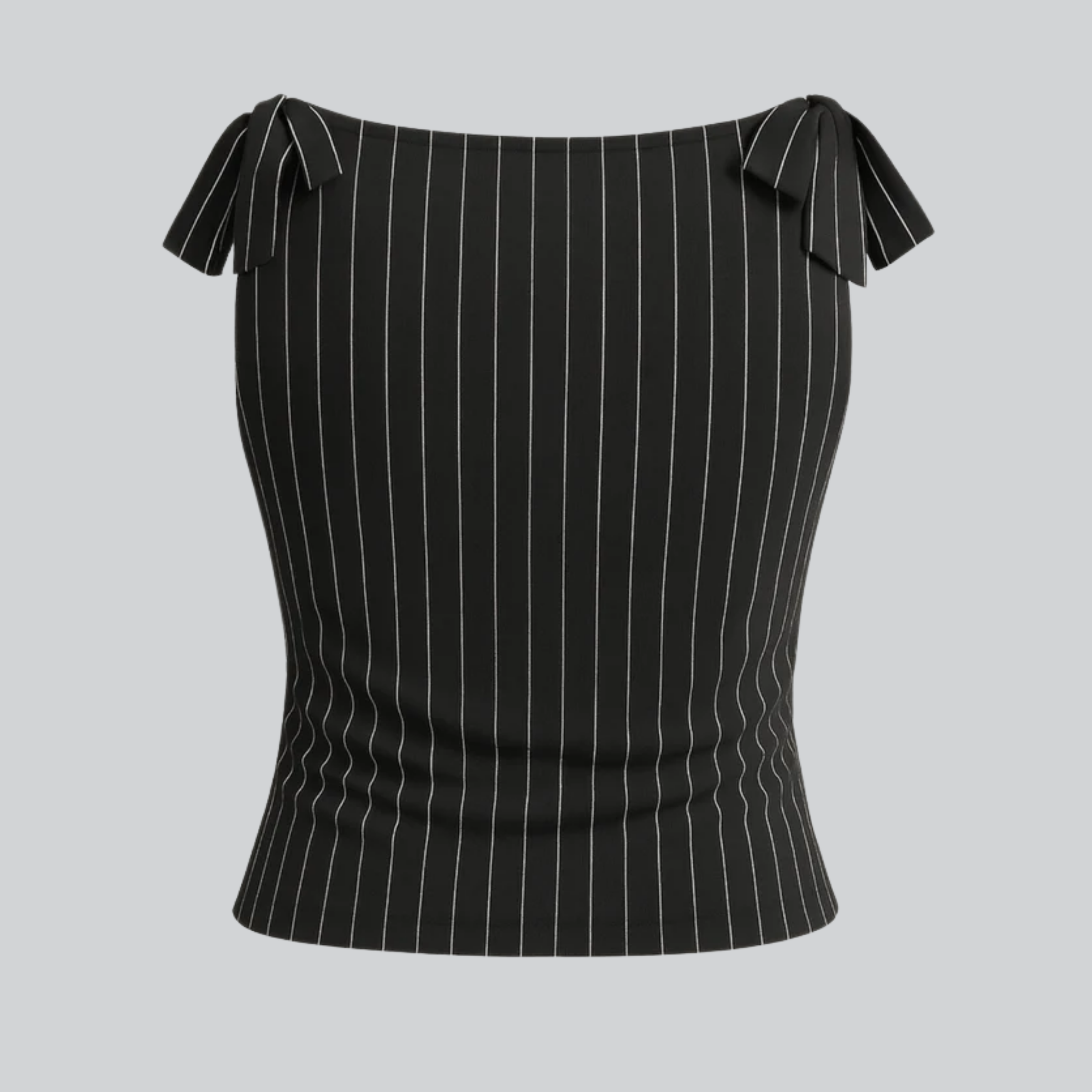 Black Striped Boat Neck Tank Top